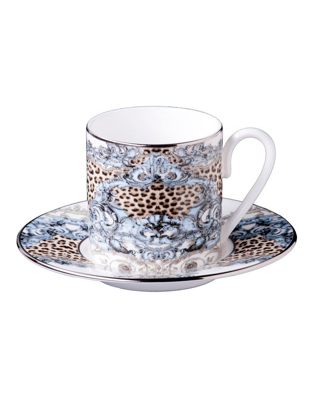 Coffee Cup & Saucer PALAZZO PITTI Set of 2 in Luxury Box  diam. 2.3", H 2.5", Cap. 4 oz, Saucer diam. 4.75" - Arte House