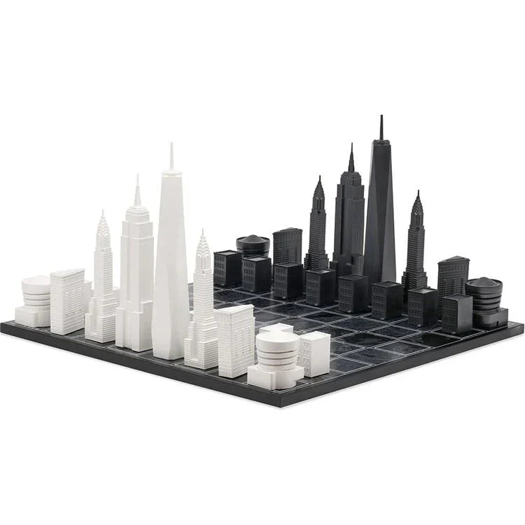 Chess Set Acrylic NEW YORK Edition with Wood Map Board - Arte House