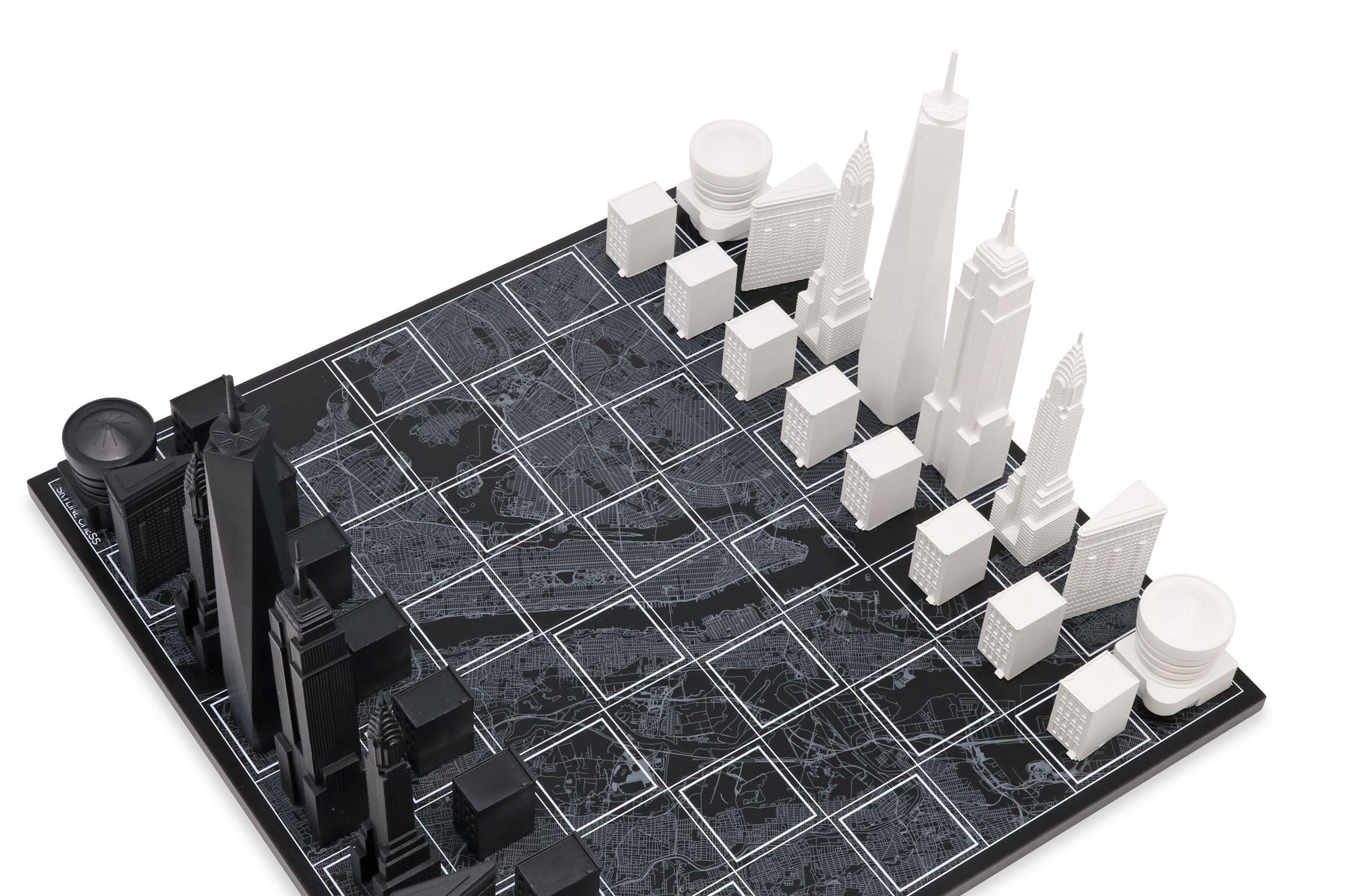 Chess Set Acrylic NEW YORK Edition with Wood Map Board - Arte House