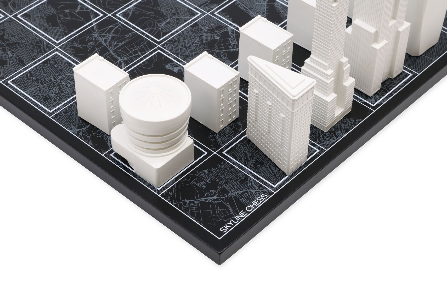 Chess Set Acrylic NEW YORK Edition with Wood Map Board - Arte House