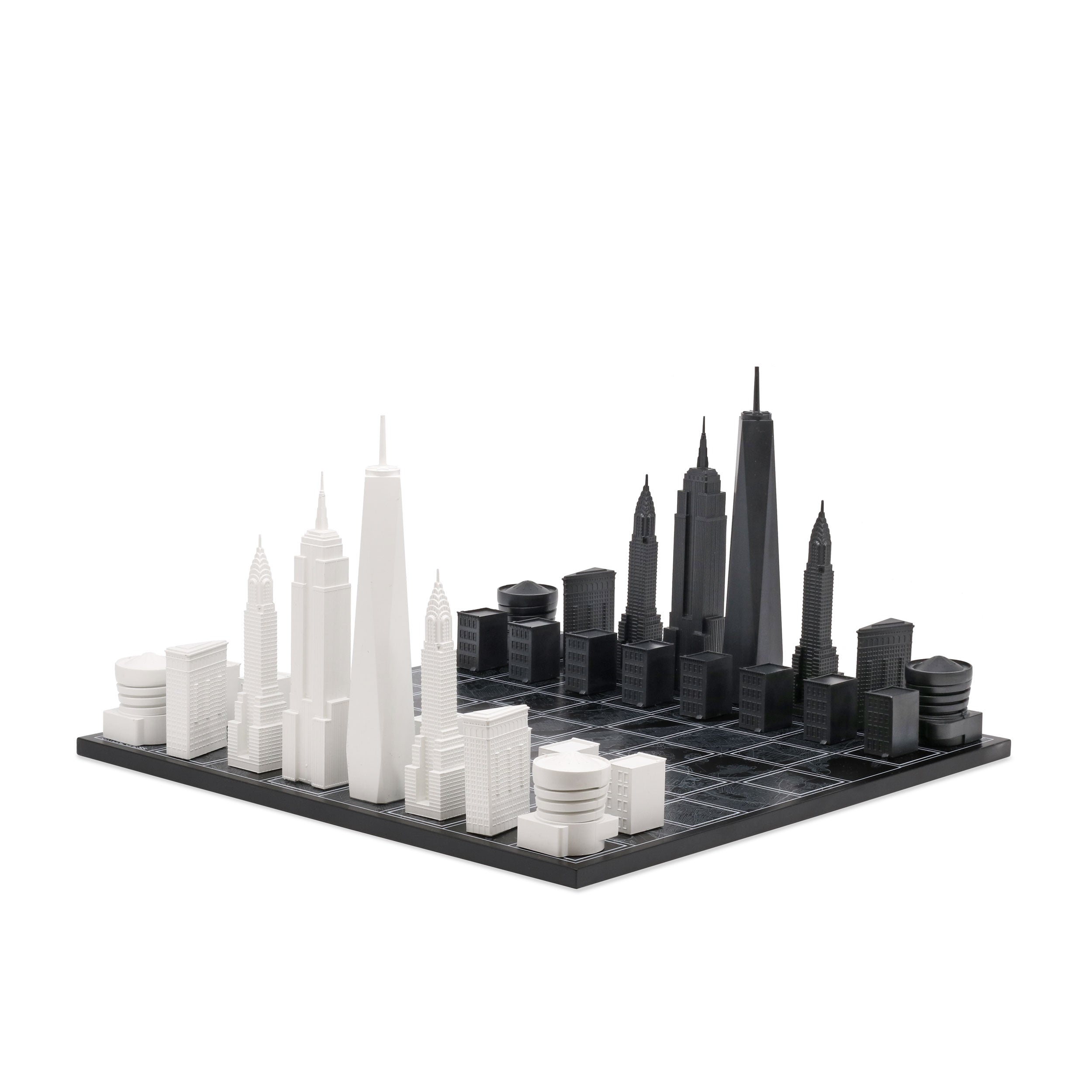 Chess Set Acrylic NEW YORK Edition with Wood Map Board - Arte House