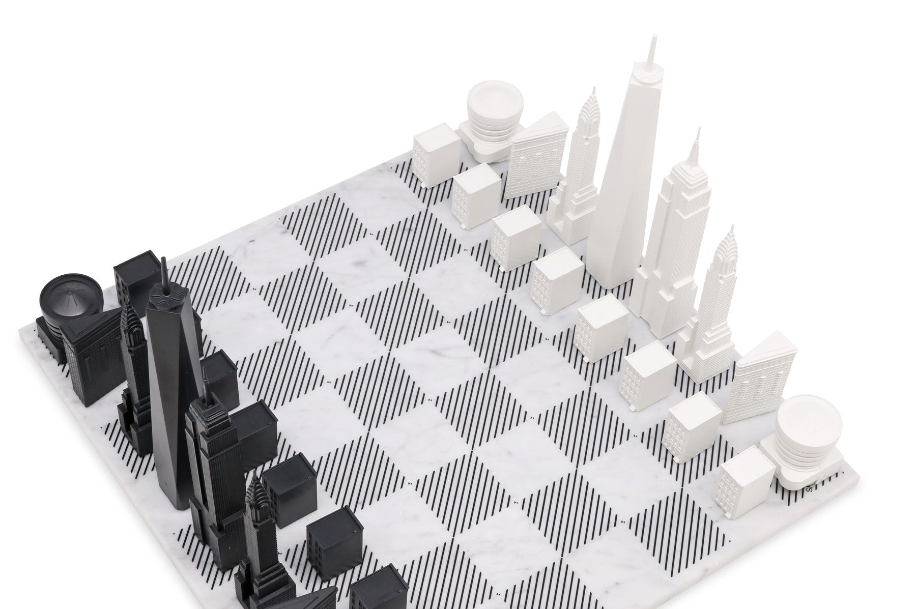 Chess Set Acrylic NEW YORK Edition with Marble Hatch Board - Arte House