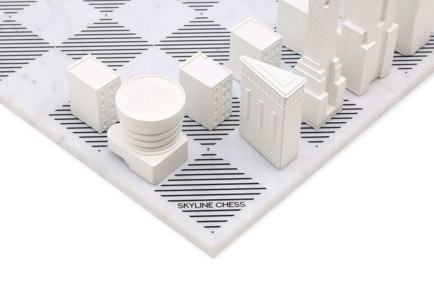 Chess Set Acrylic NEW YORK Edition with Marble Hatch Board - Arte House