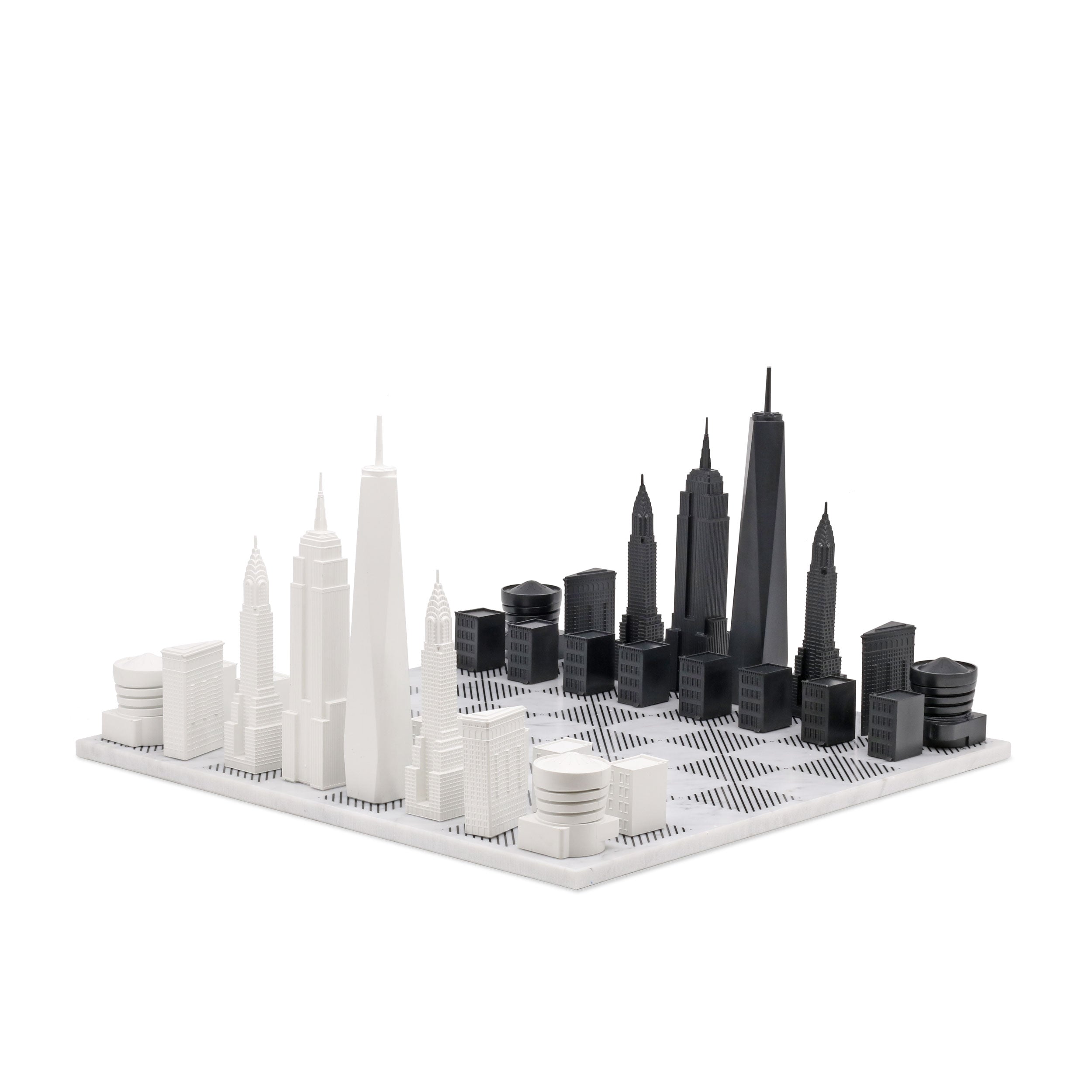 Chess Set Acrylic NEW YORK Edition with Marble Hatch Board - Arte House