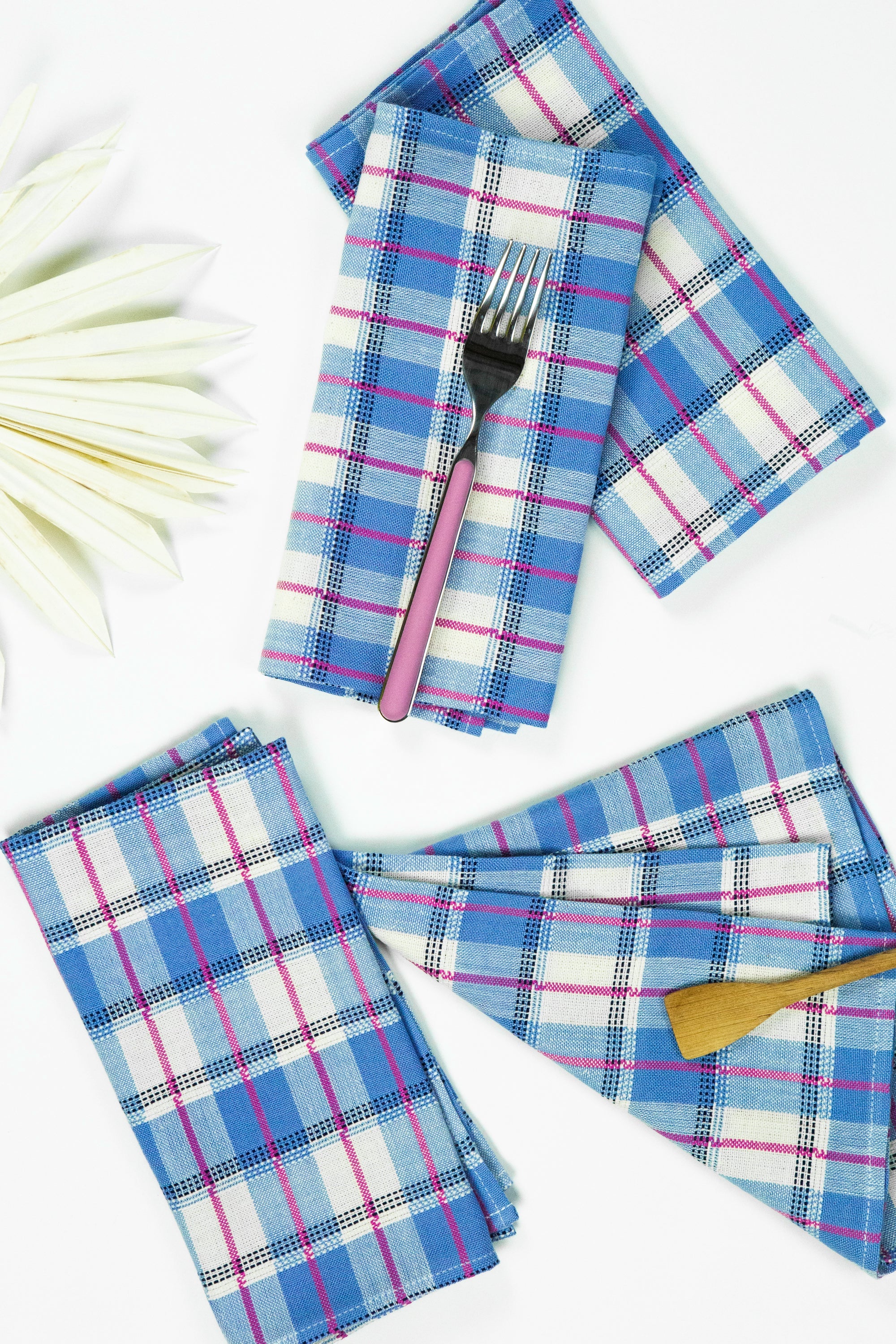San Andres Gingham Blue & White Napkins - Arte House