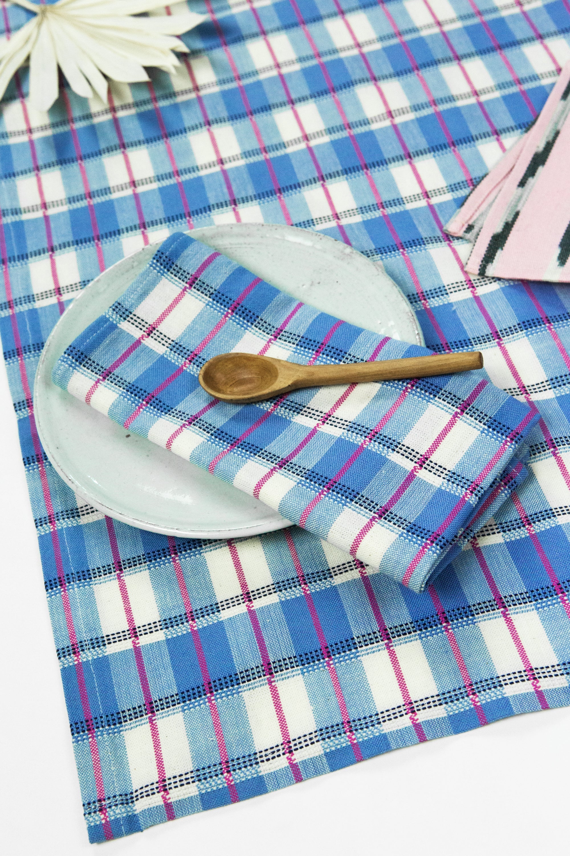 San Andres Gingham Blue & White Napkins - Arte House