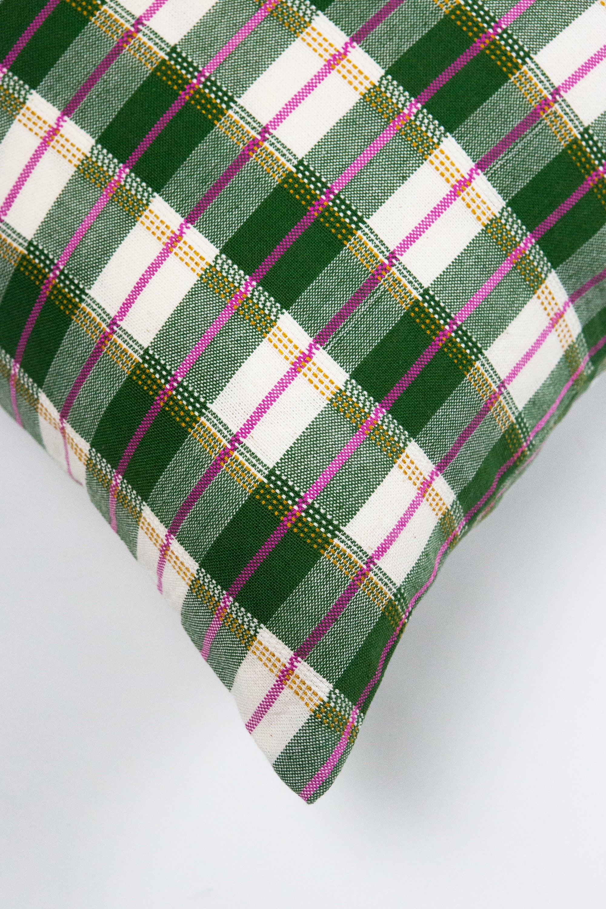 San Andres Gingham Green & White Pillow
