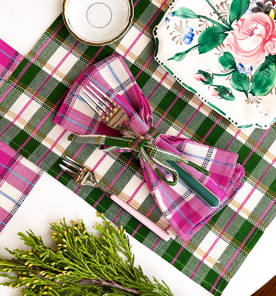 San Andres Gingham Forest & Ivory Placemat - Arte House
