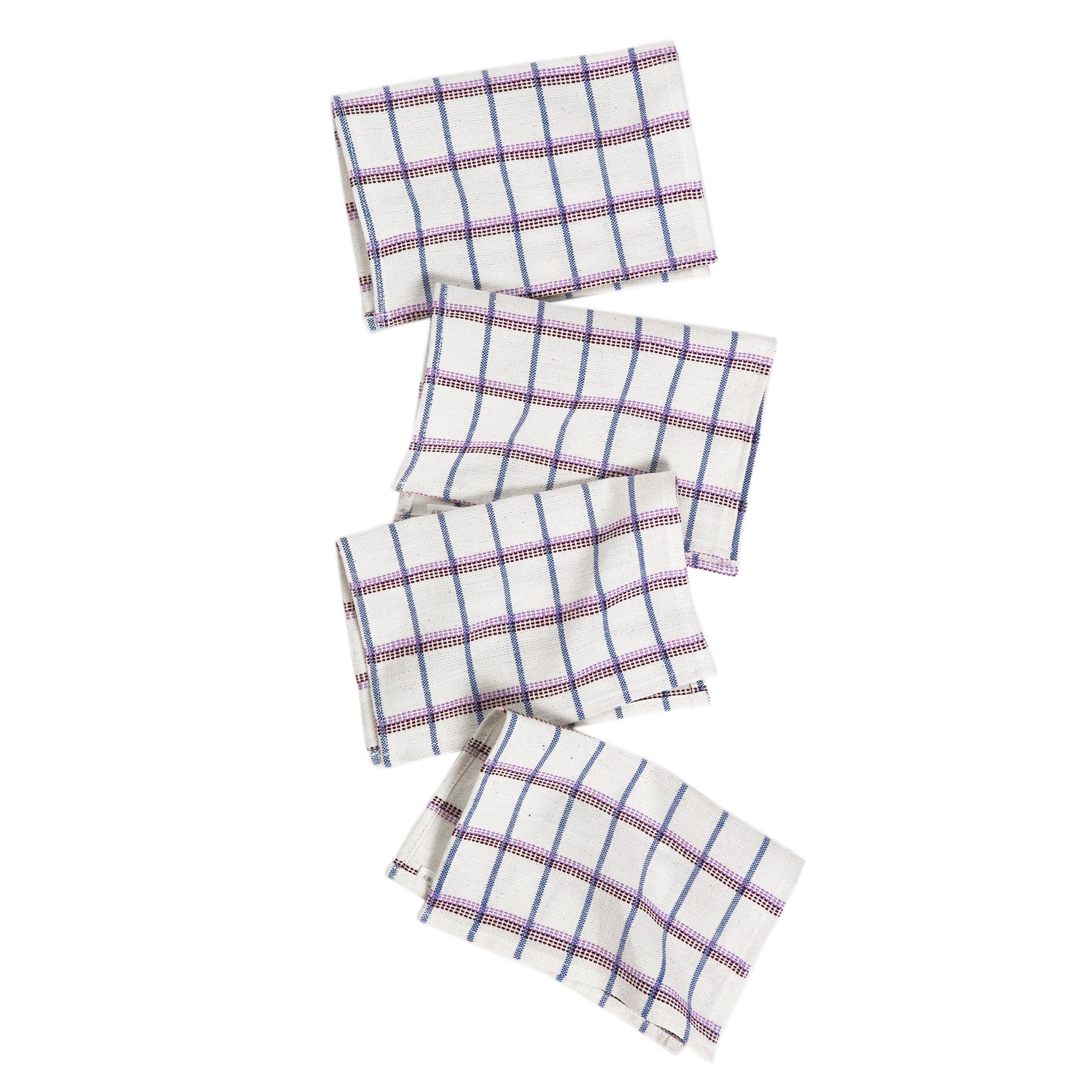 San Lucas Plaid White Cocktail Napkins Set of 4 - Arte House