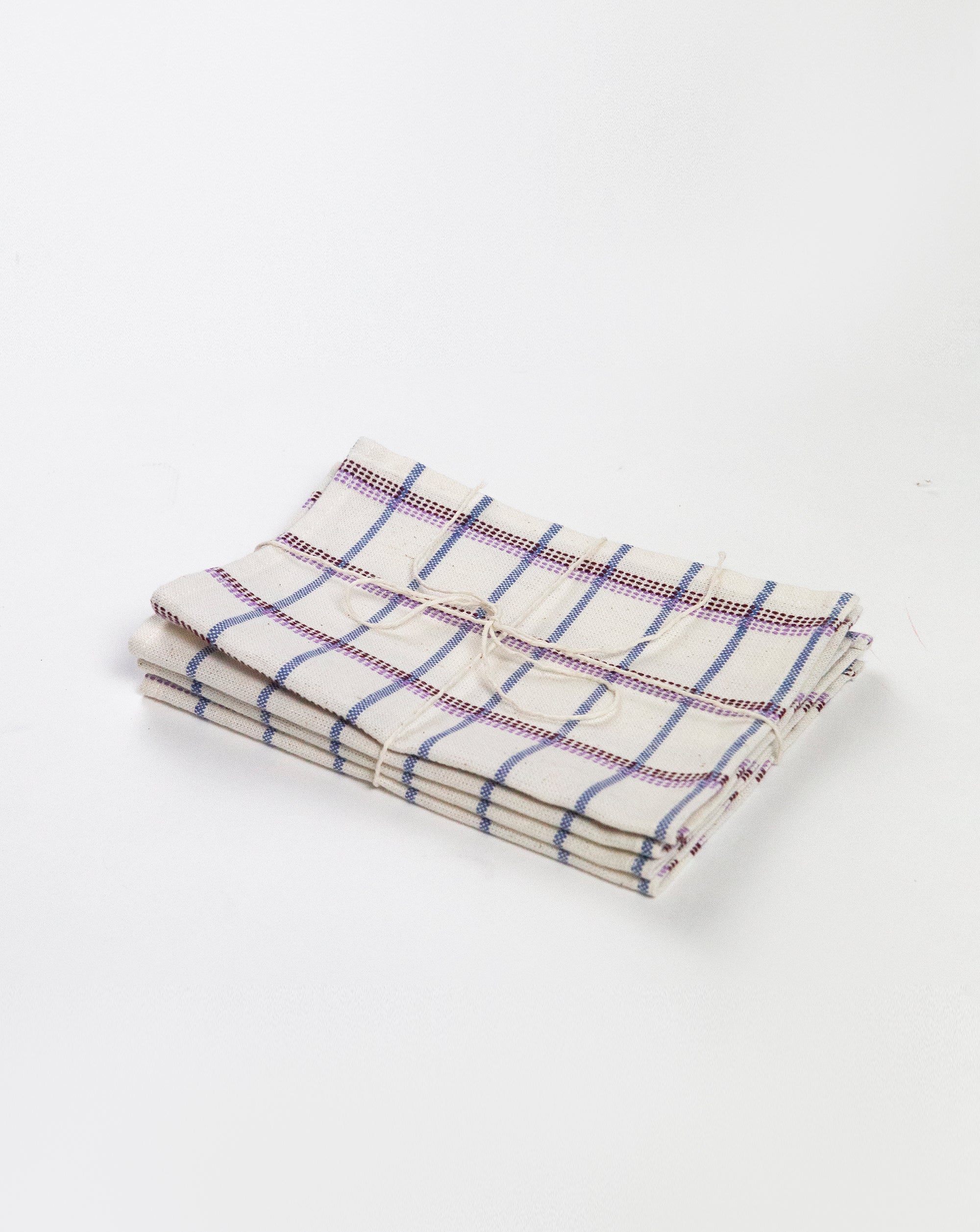 San Lucas Plaid White Cocktail Napkins Set of 4 - Arte House