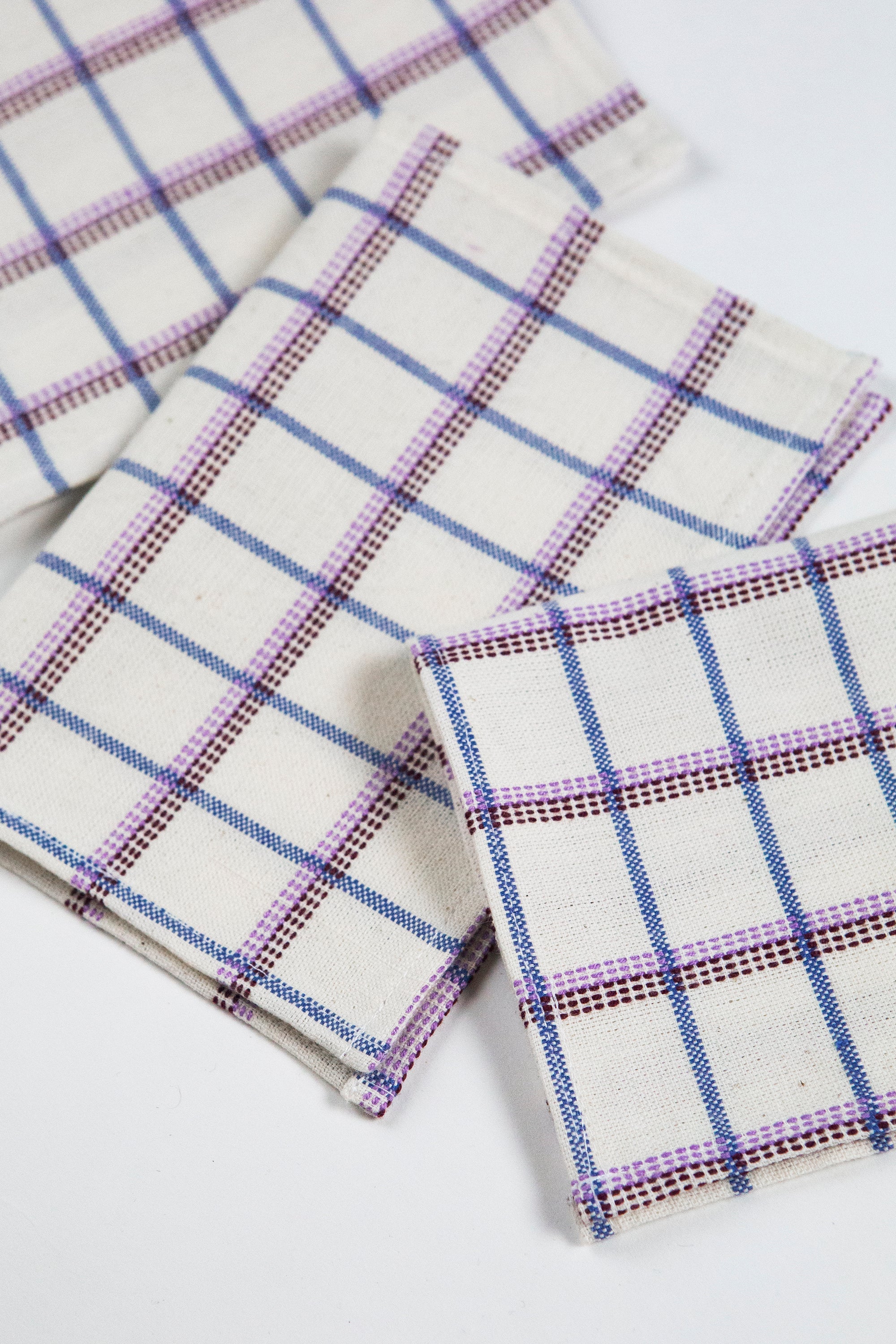 San Lucas Plaid White Cocktail Napkins Set of 4 - Arte House