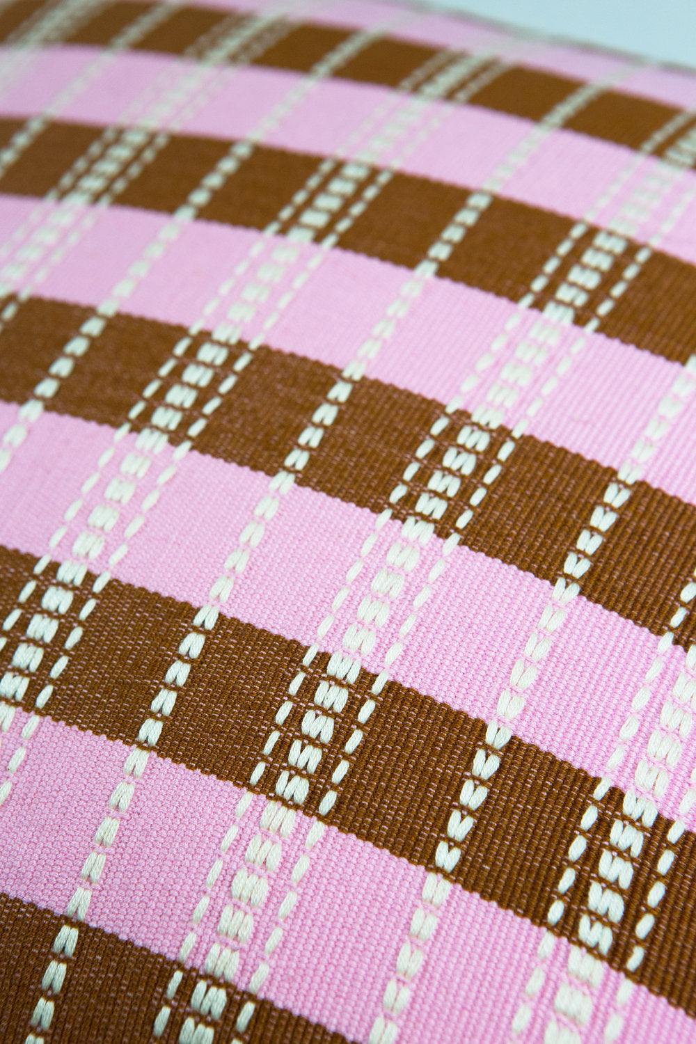 Santiago Grid Pillow - Baby Pink &amp; Umber - 18"x18"