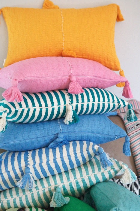 Antigua Pillow - Faded Aqua Striped