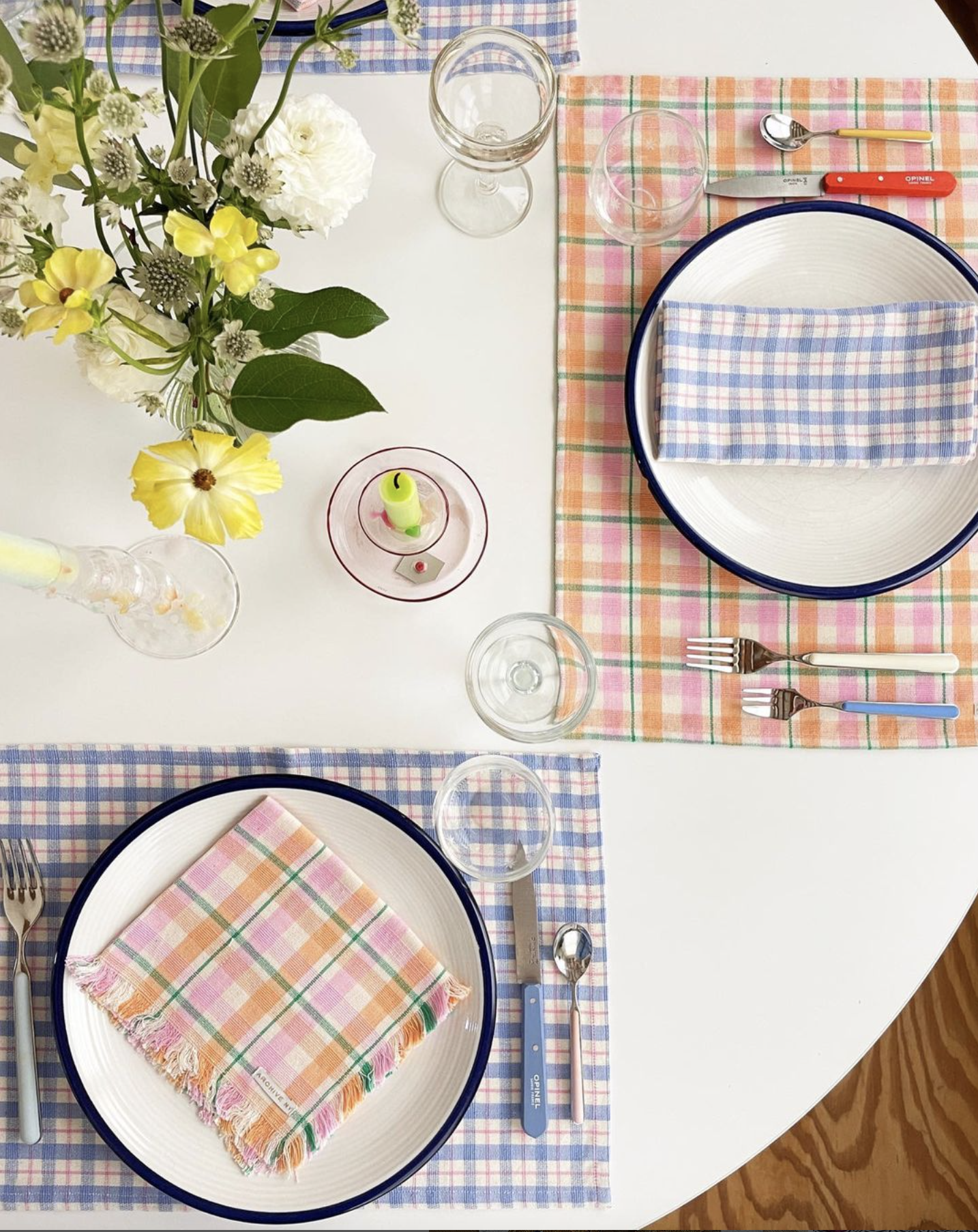 Sofia Plaid Placemat in Periwinkle Blue and Pink - Arte House