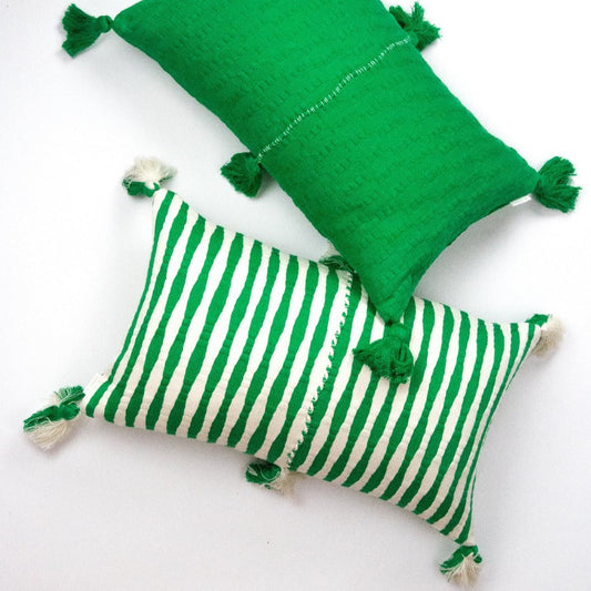 Antigua Pillow - Grass Green Stripe