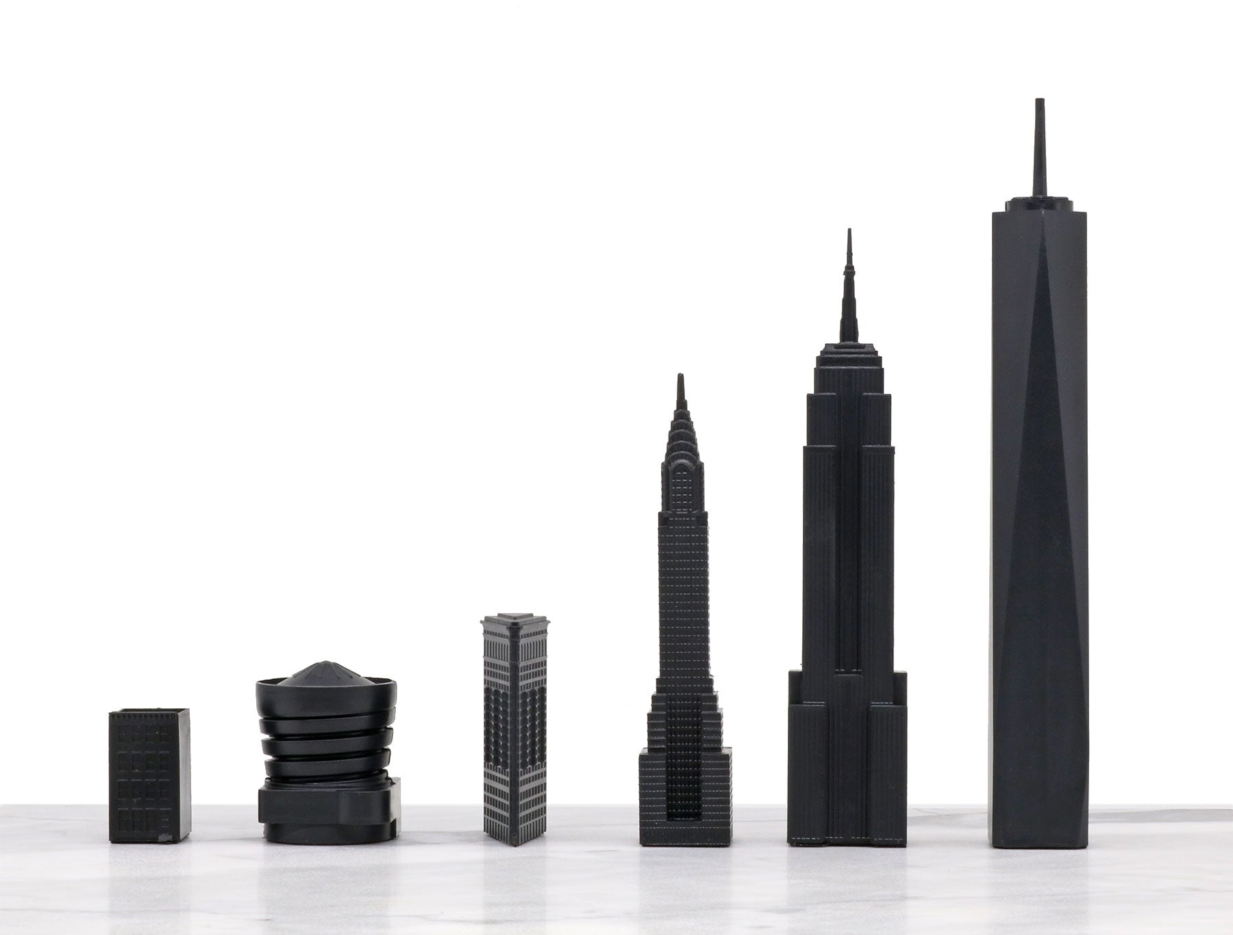 Chess Set Acrylic NEW YORK Edition with Marble Hatch Board - Arte House