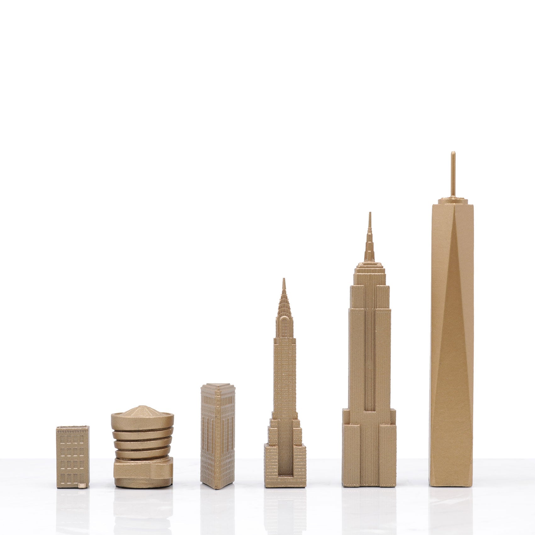 Chess Set Luxury Bronze NEW YORK Edition with Marble Hatch Board - Arte House