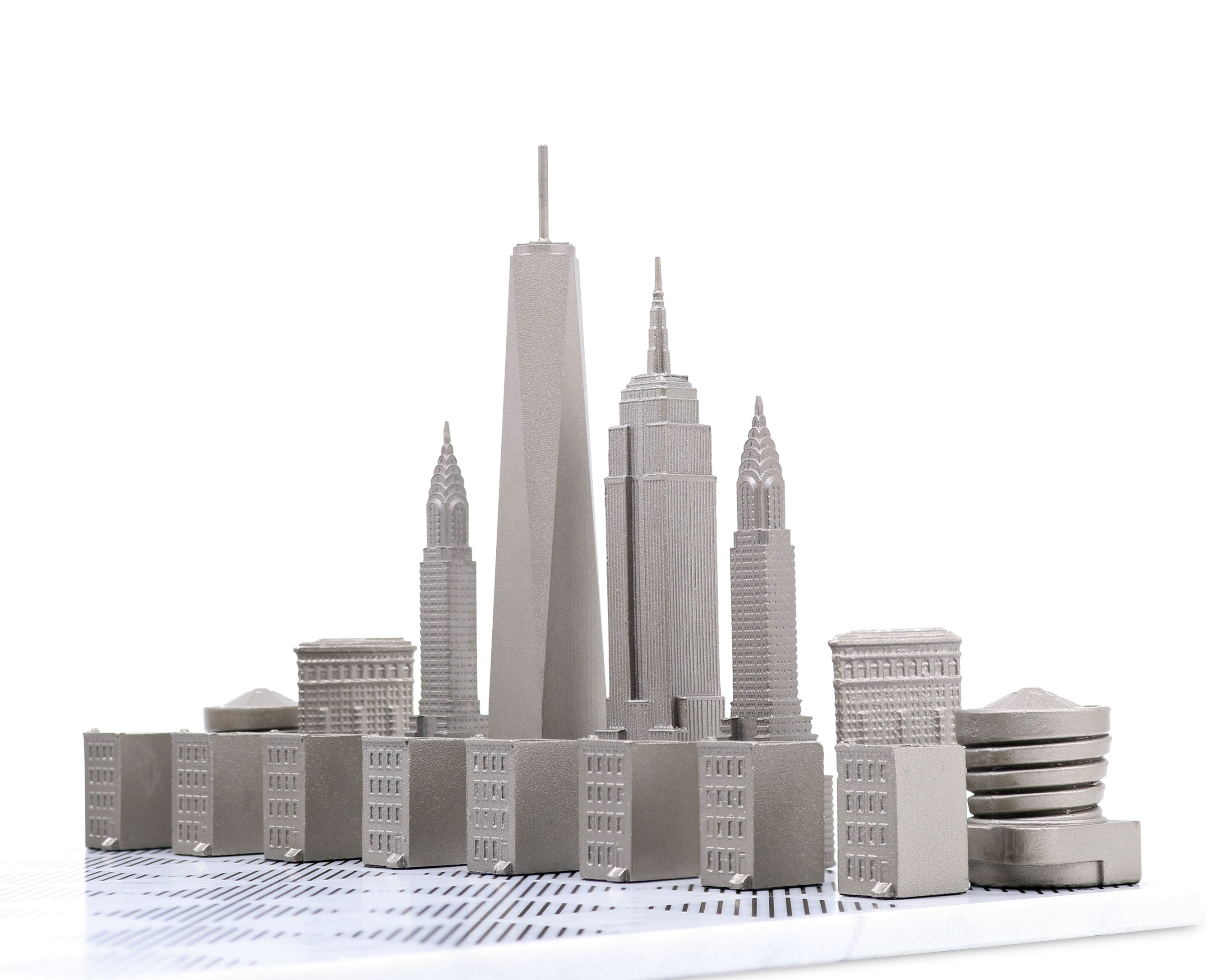 Chess Set Stainless Steel NEW YORK Edition with Marble Hatch Board - Arte House