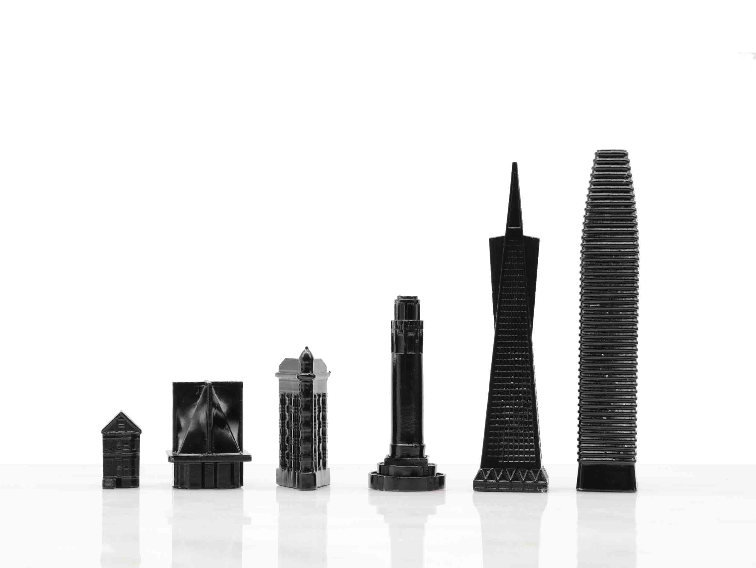 Chess Set Stainless Steel SAN FRANCISCO Edition with Marble Hatch Board - Arte House