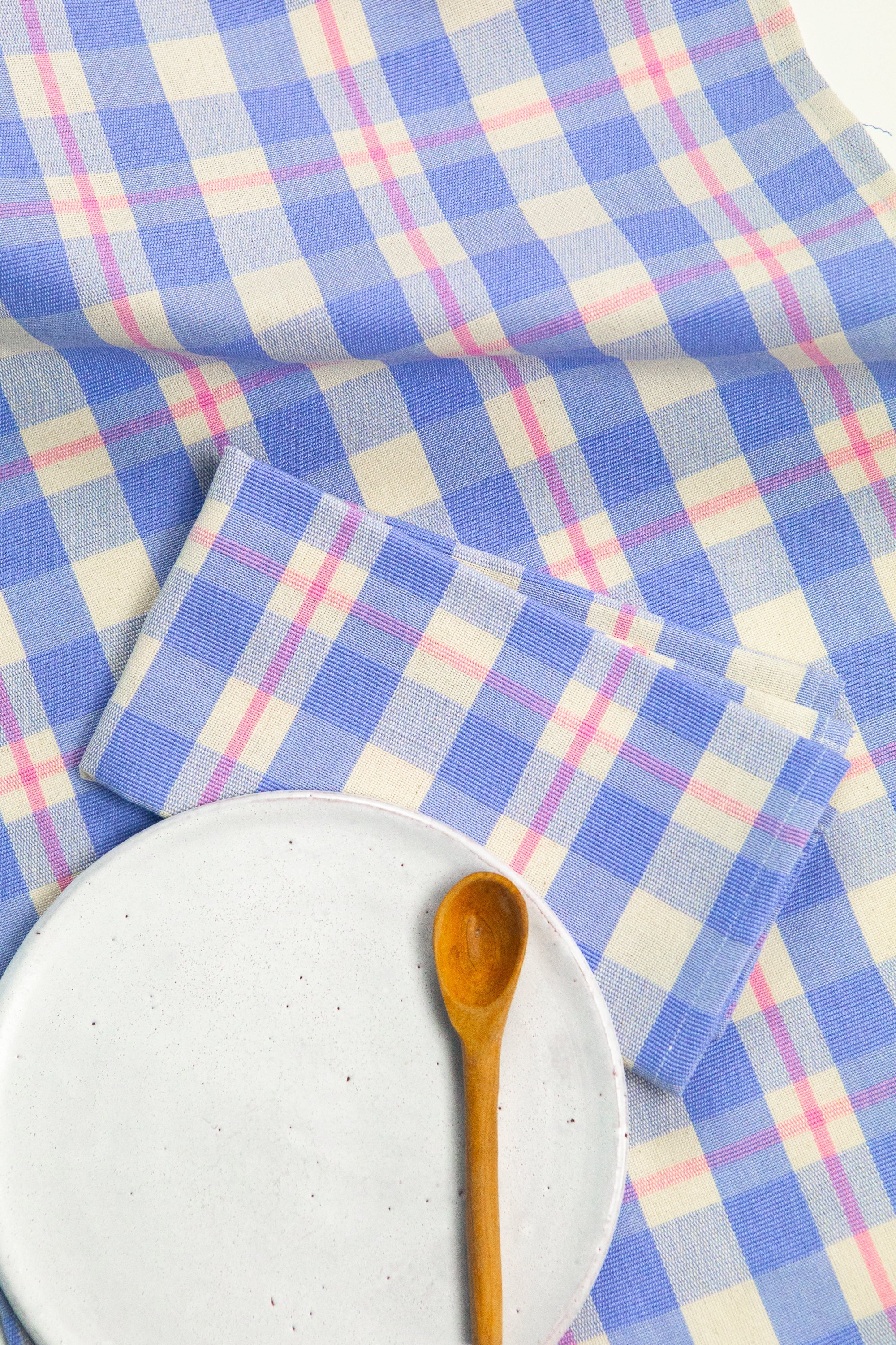 Abigail Plaid Runner in Periwinkle Blue and Pink - Arte House