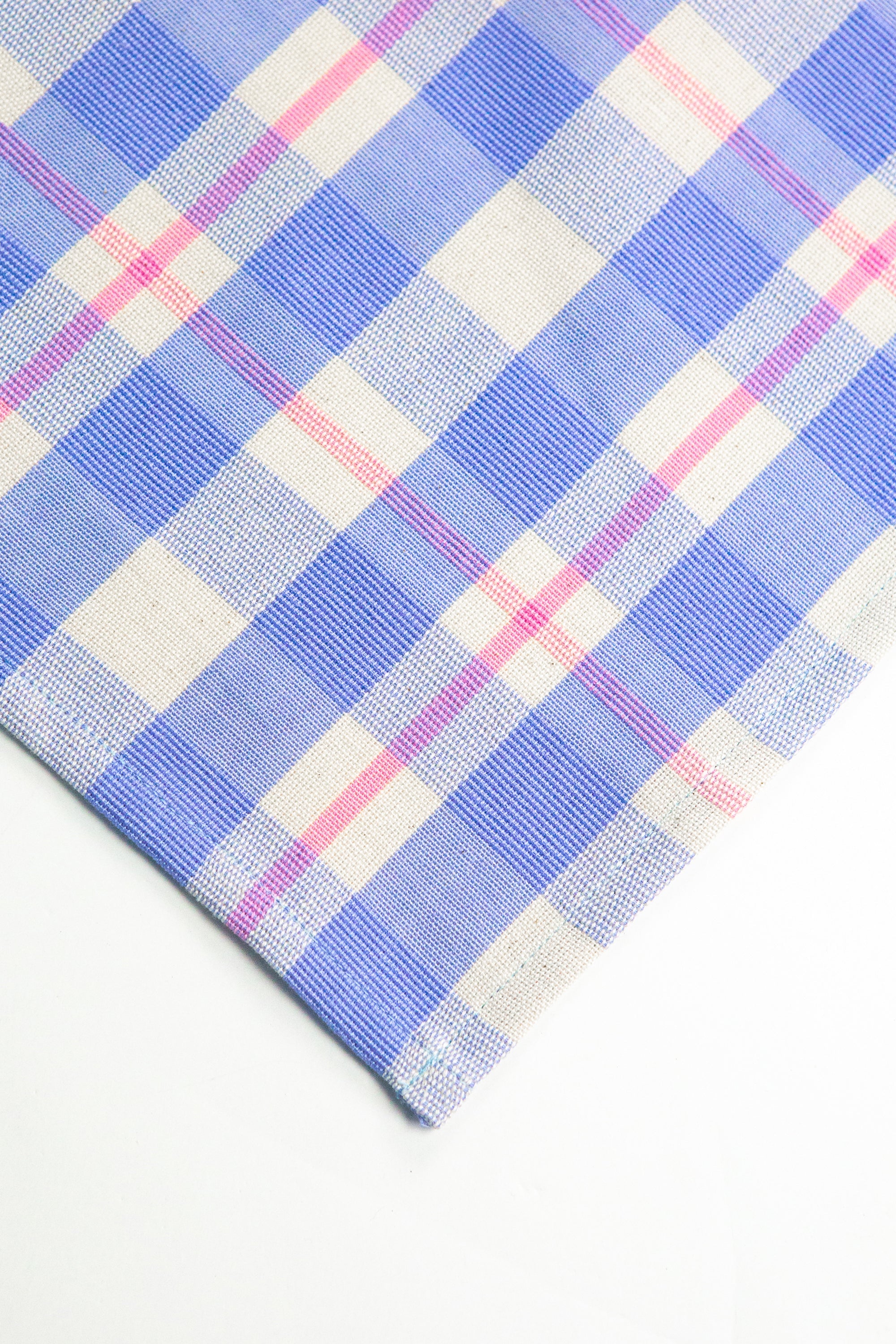 Abigail Plaid Runner in Periwinkle Blue and Pink - Arte House