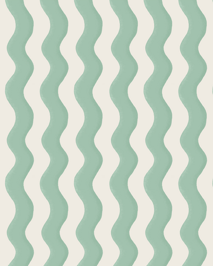 Ziggy Stripe Wallpaper, white and mint