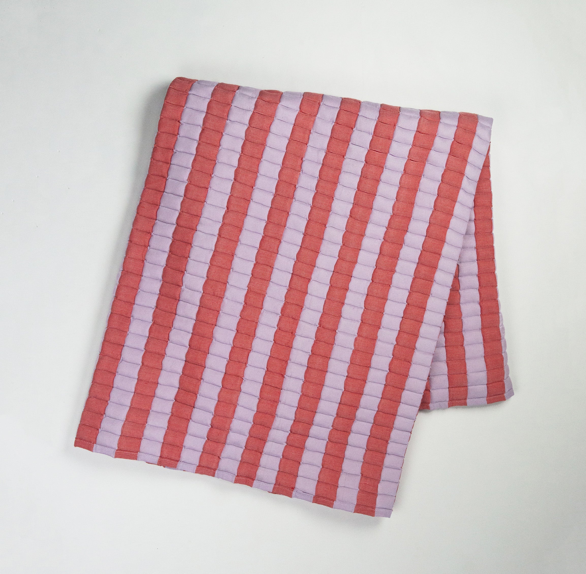 Quilted Sujani Throw Blanket - Soft Lilac and Red - Arte House