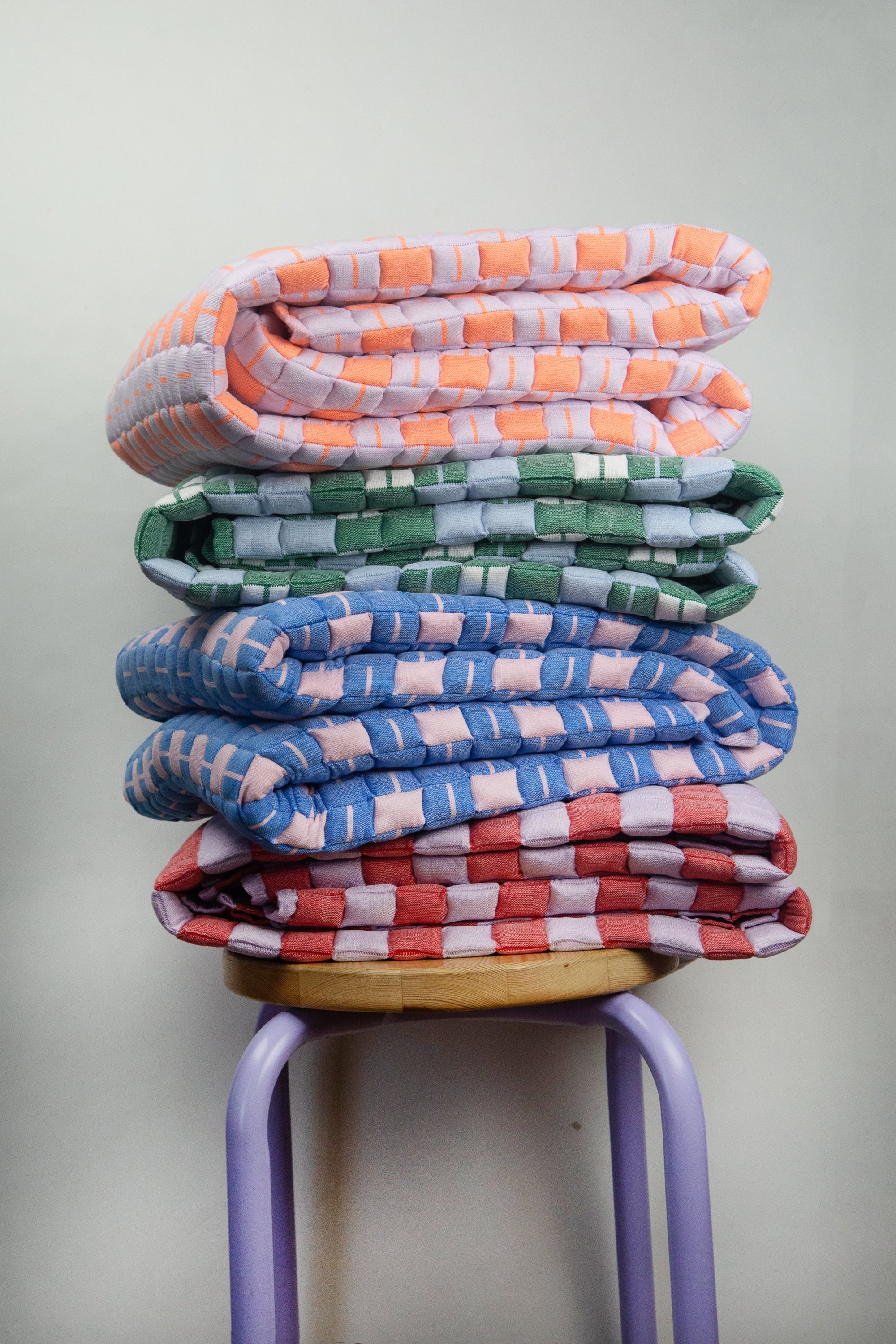 Quilted Sujani Throw Blanket - Soft Lilac and Red - Arte House