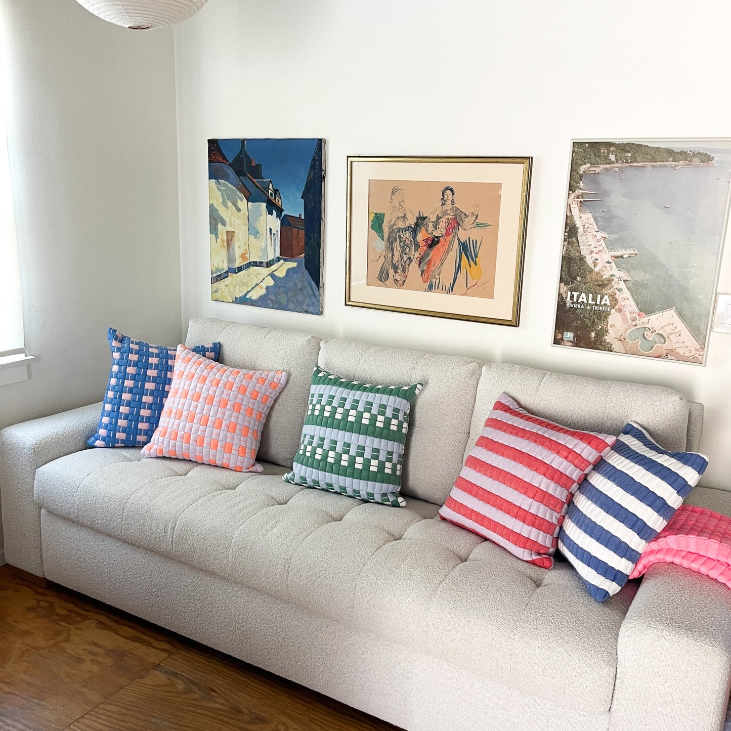Sujani Quilted Pillow — Blue and White
