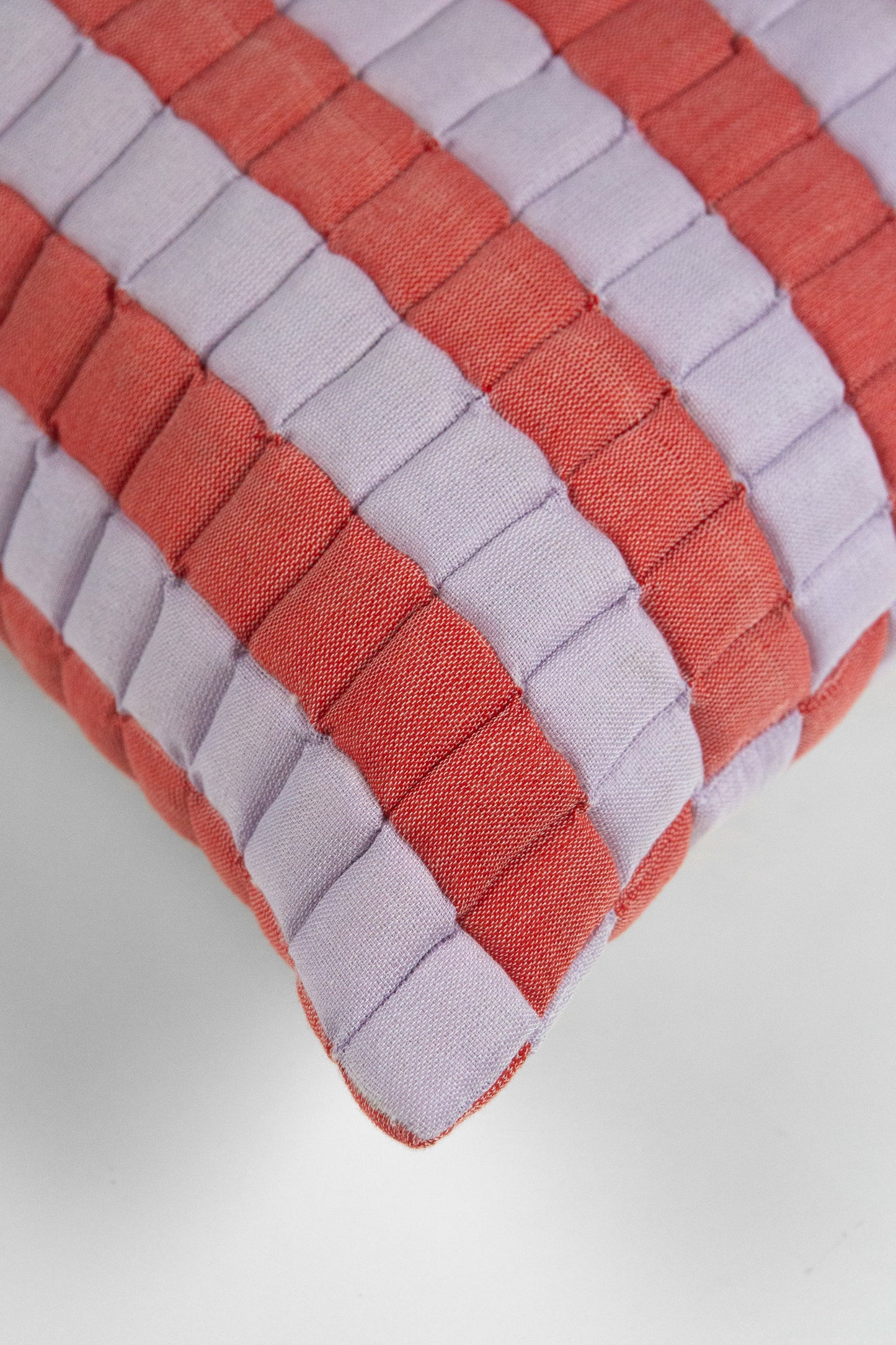 Sujani Quilted Pillow — Soft Lilac and Red