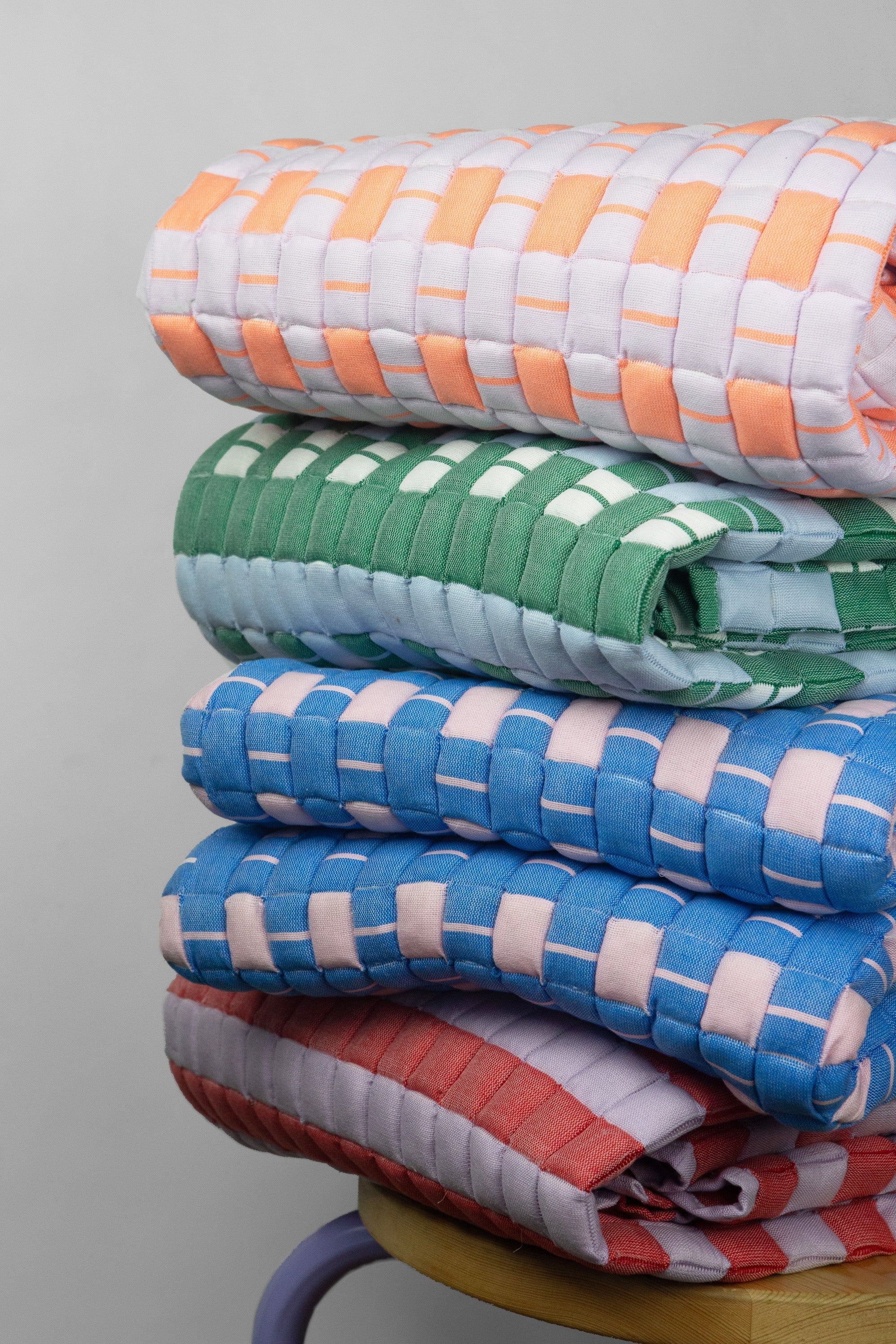Quilted Sujani Throw Blanket - Soft Pink and Blue