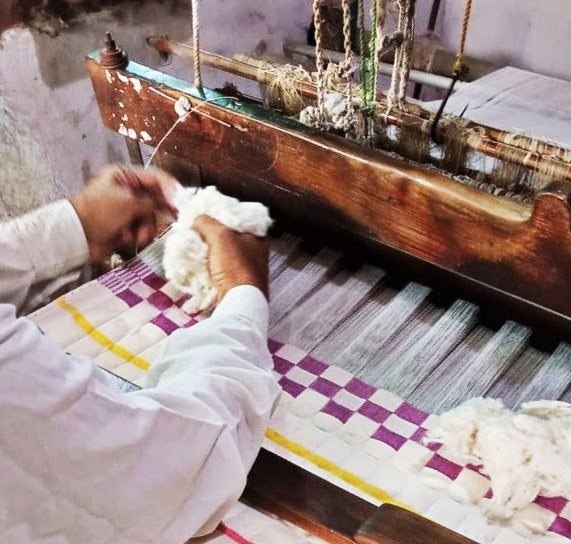 Quilted Sujani Throw Blanket - Pink, Green and White - Arte House