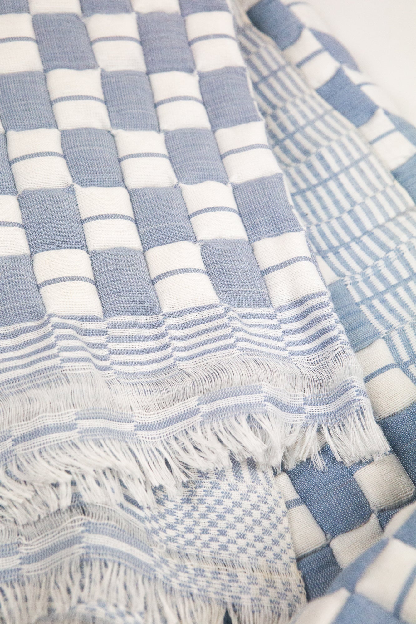 Quilted Sujani Throw Blanket - Soft Blue Grey - Arte House