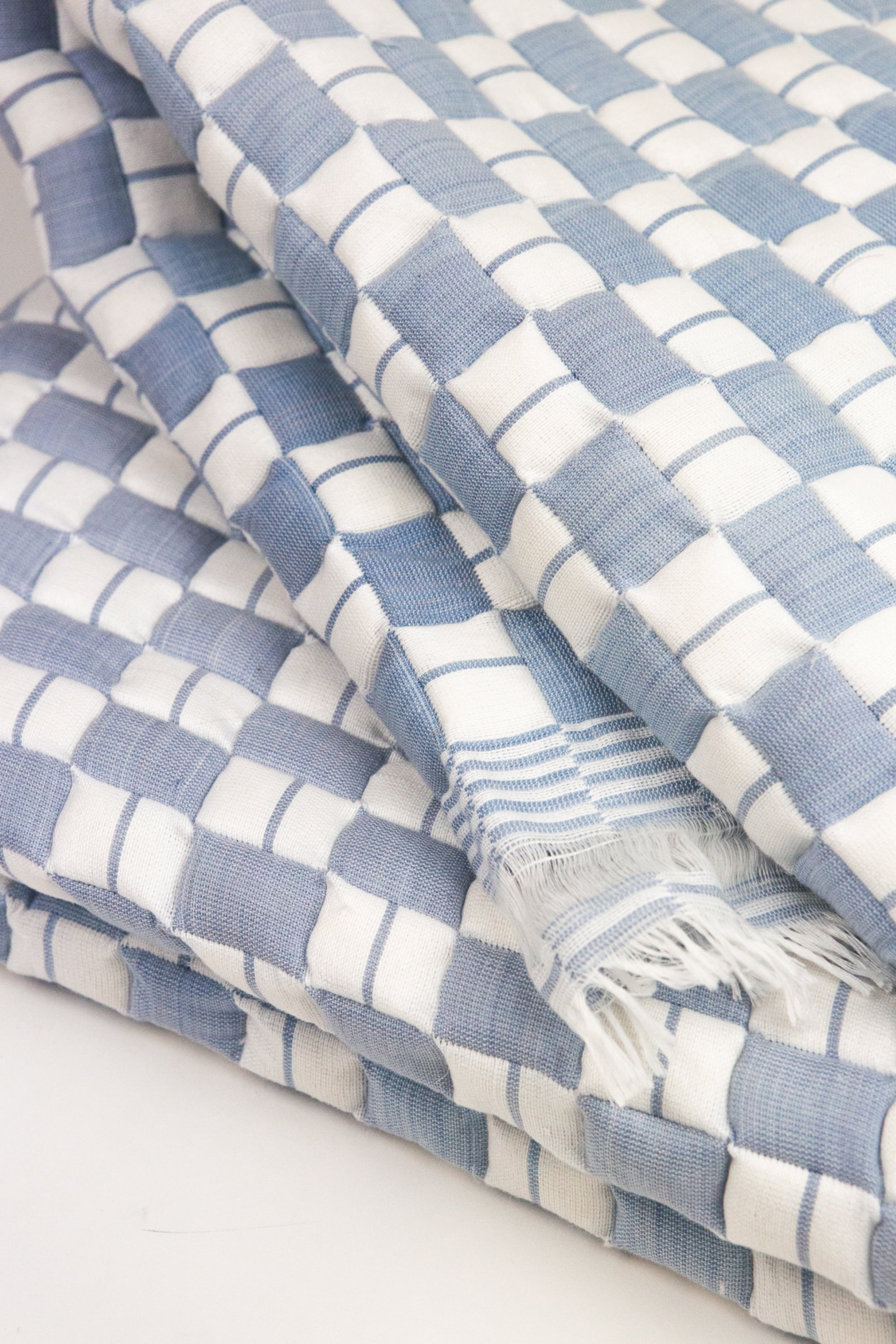 Quilted Sujani Throw Blanket - Soft Blue Grey - Arte House