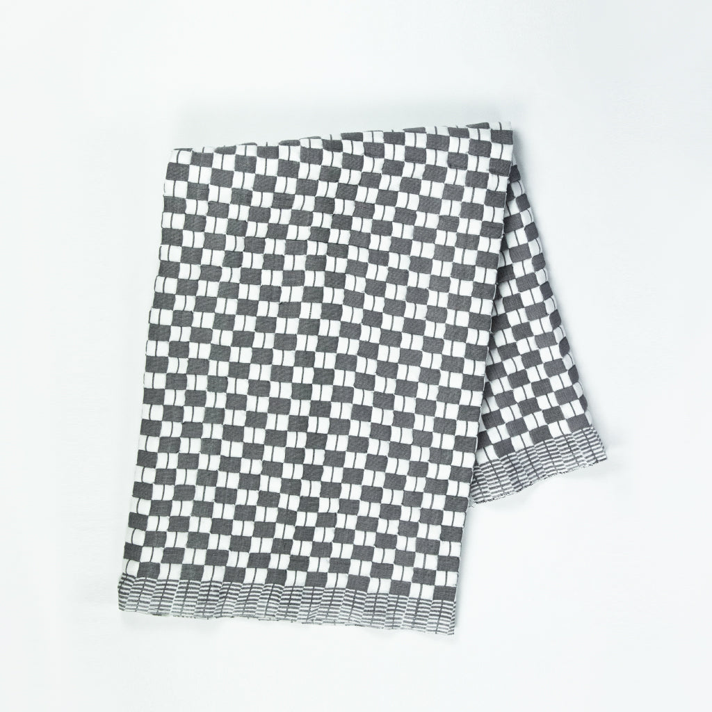 Quilted Sujani Throw Blanket - Soft Black & White - Arte House