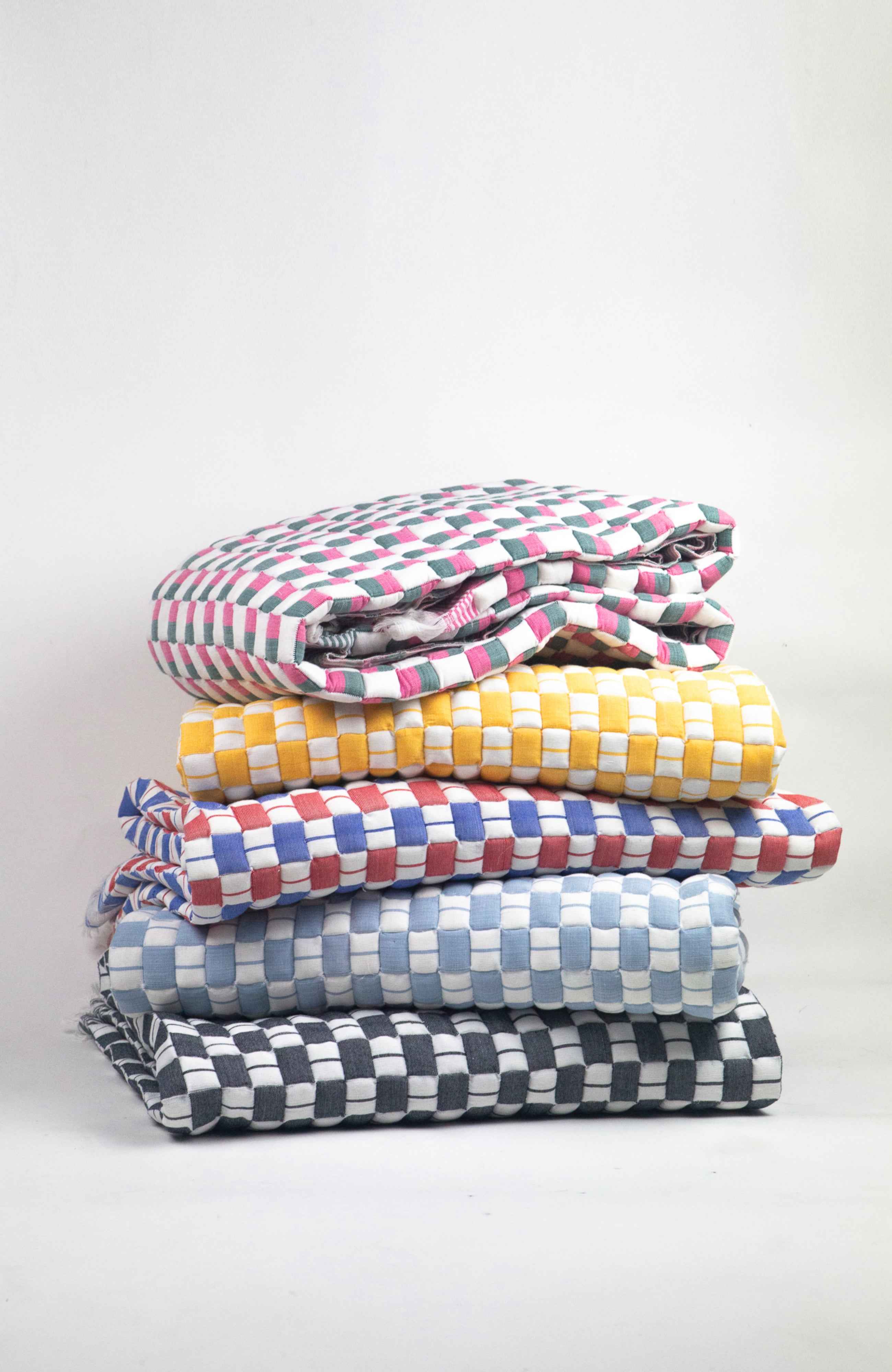 Quilted Sujani Throw Blanket - Yellow & White
