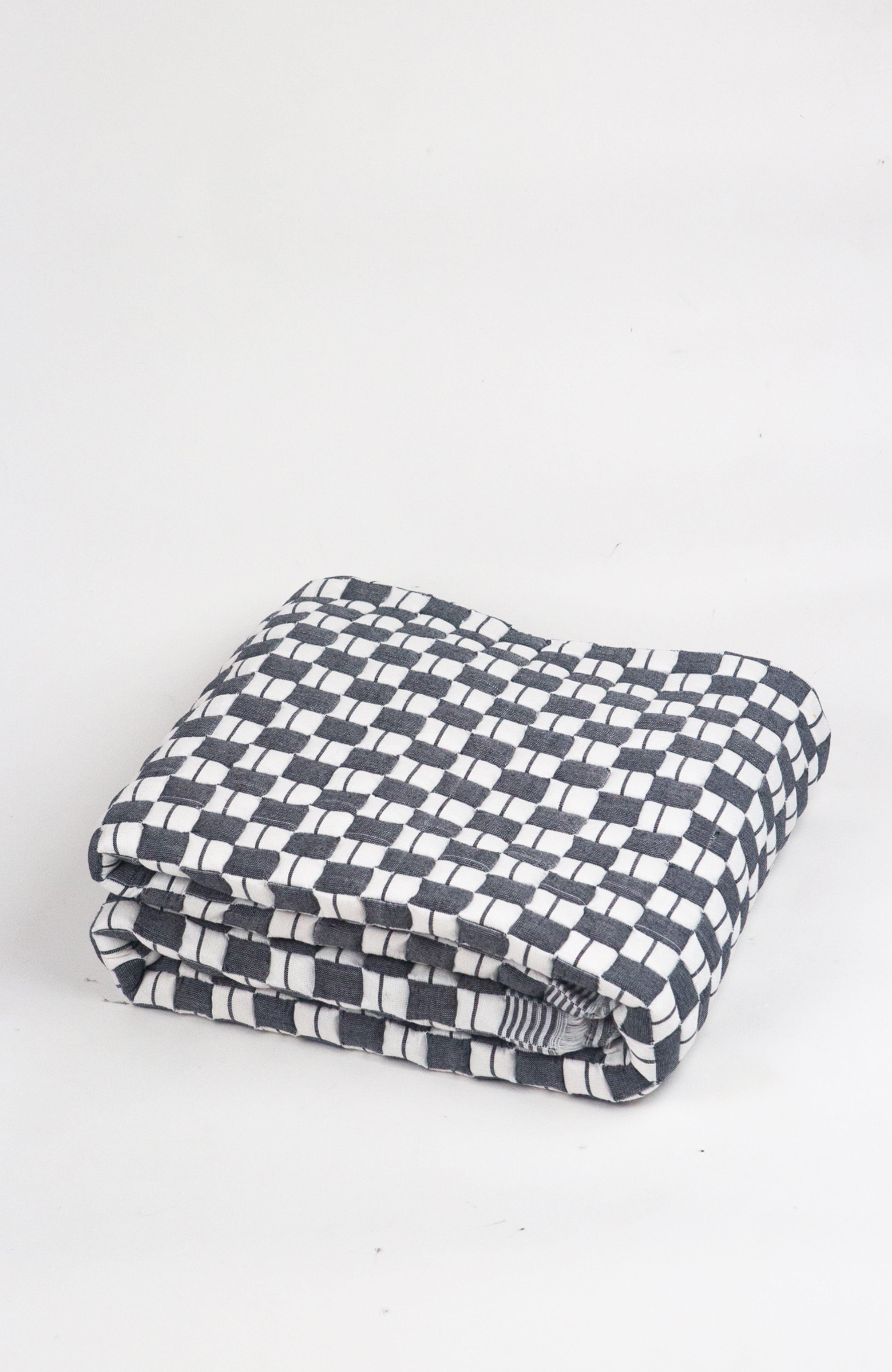 Quilted Sujani Throw Blanket - Soft Black & White - Arte House