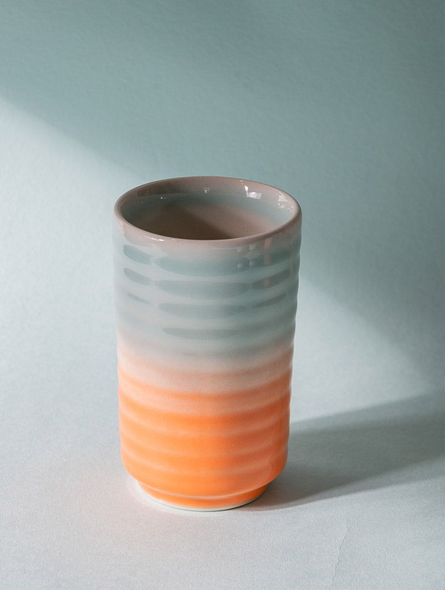 Ombre Ribbed Tumbler, Sky Blue/coral- 3x 5 Inches - Arte House