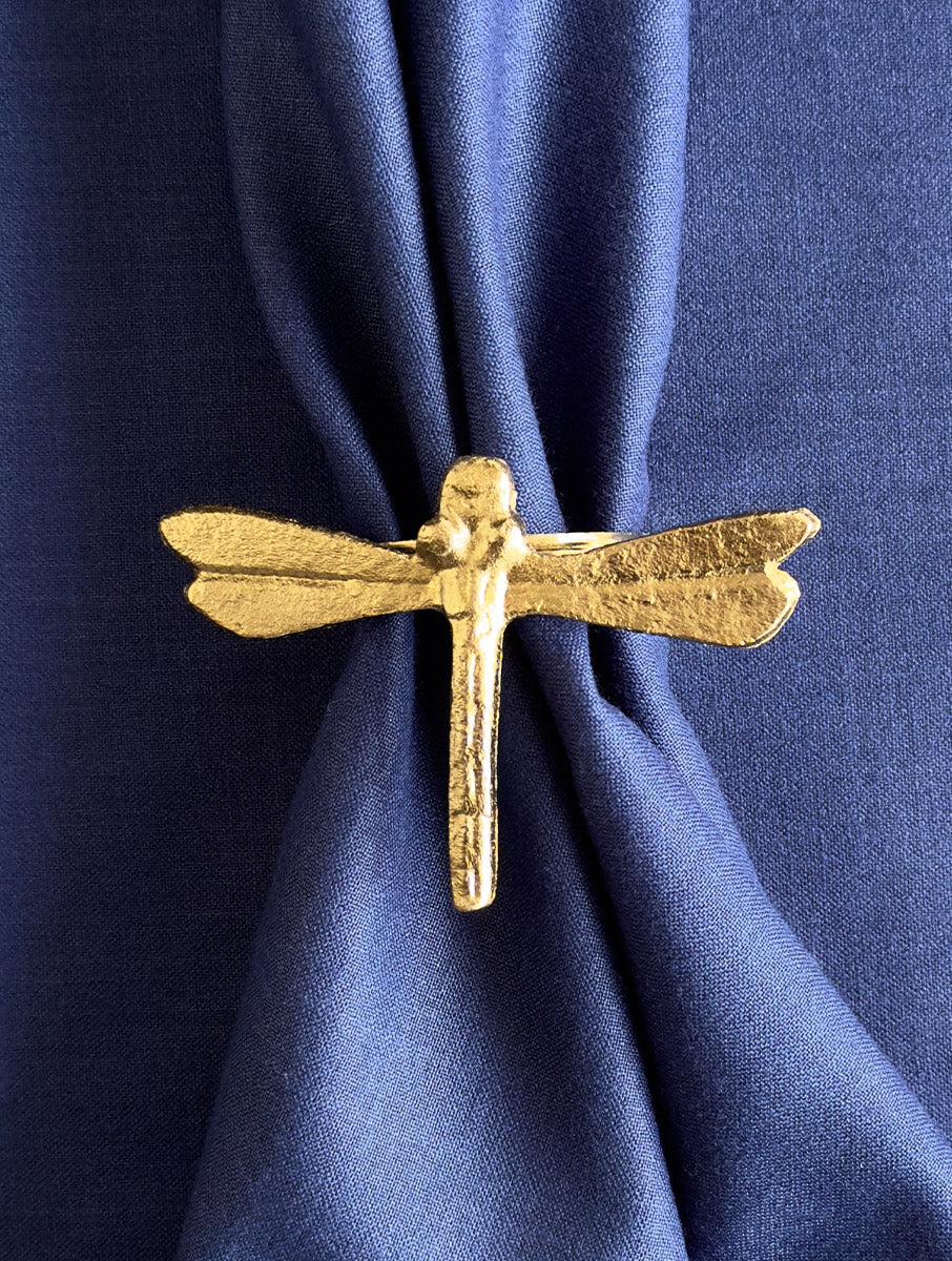 Dragonfly Metal Napkin Ring  3.5 x 2.4 Inches (Set of 4) - Arte House