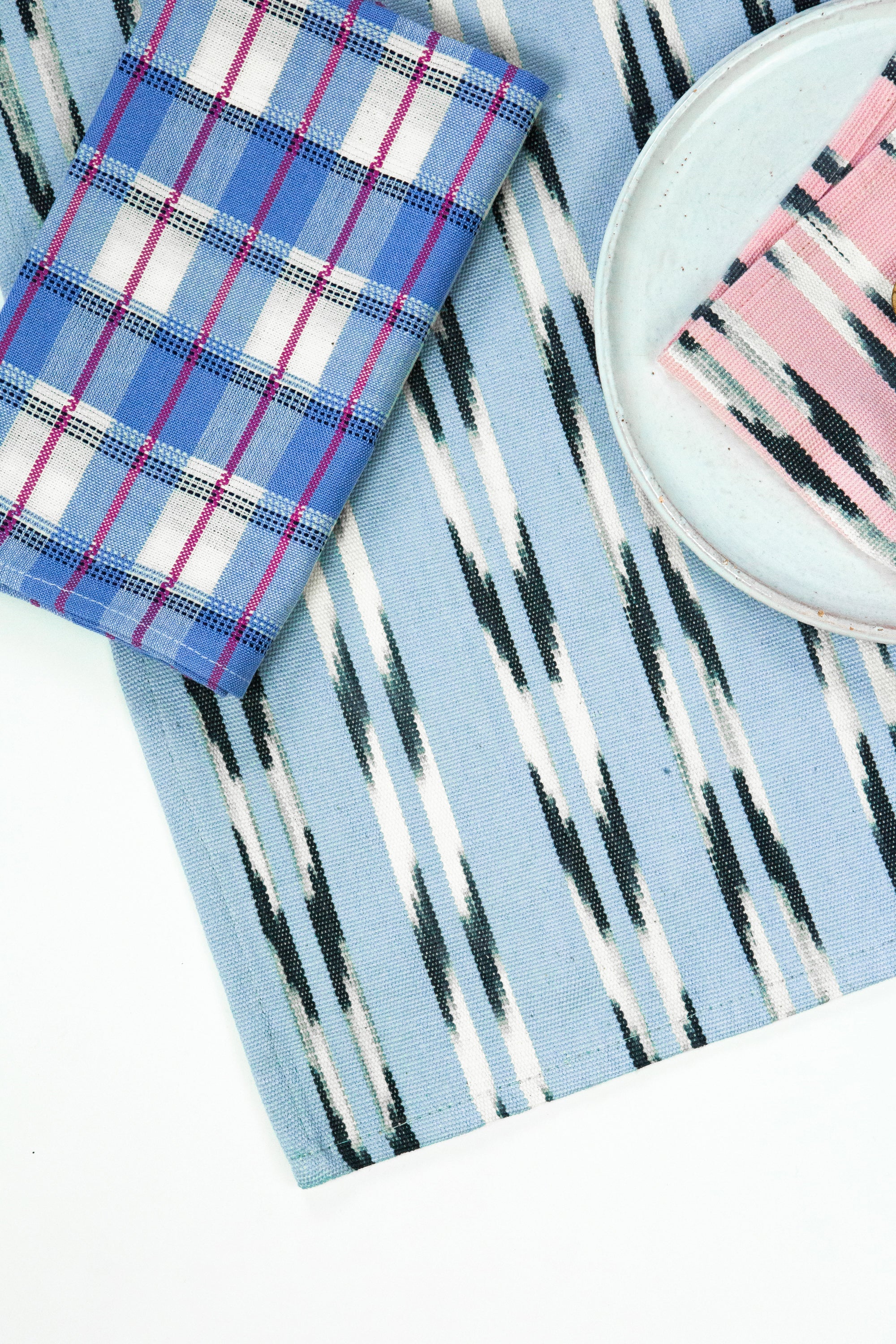 San Andres Gingham Blue & White Napkins - Arte House