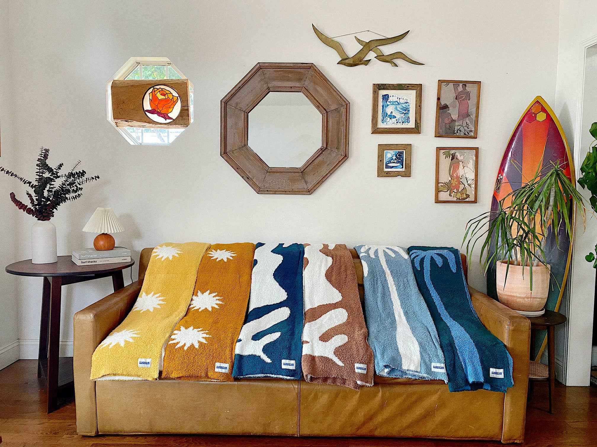 Pacific Row Plush Throw - Swell Blue
