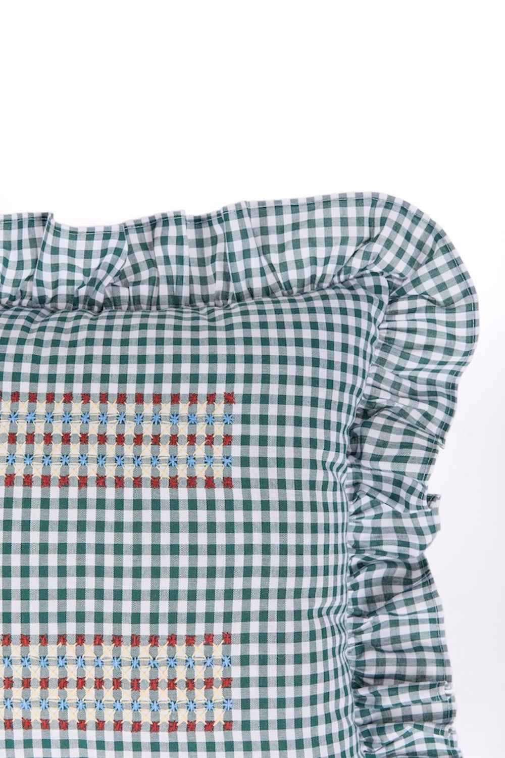 Vuelitos Blue Embroidered Cushion - Forest Green