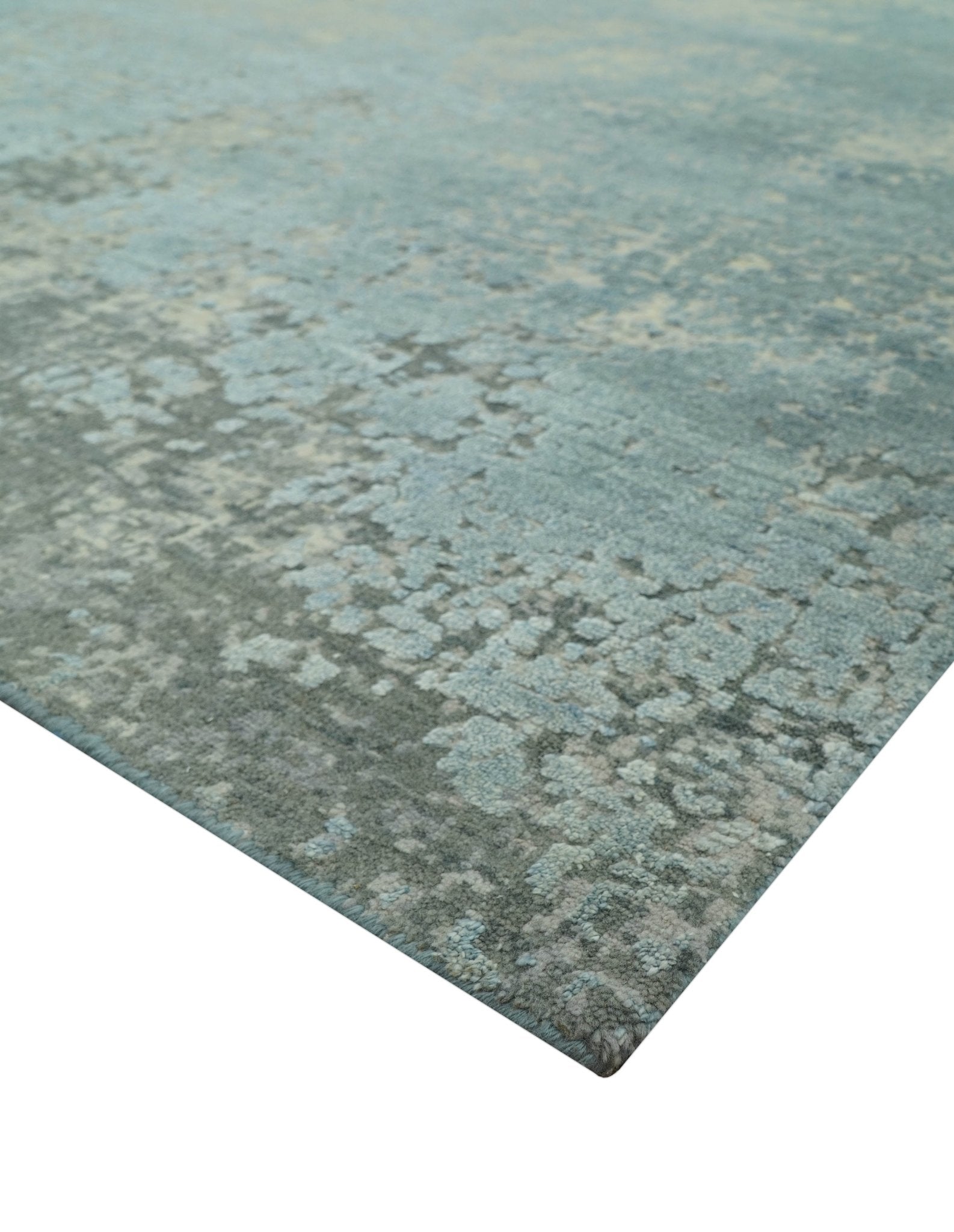 Abstract Design Blue, Beige And Gray 8x10 Hand Knotted Wool and Bamboo Silk Rug - Arte House