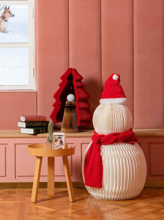Accordion Snowman Christmas Decor - Honeycomb Foldable Ornament for Neutral Nordic Home