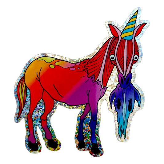 Alex Pardee Party Hat Holographic Horse Sticker