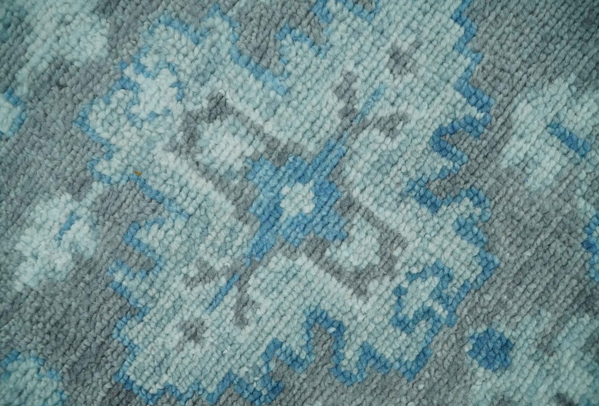 Antique Gray and Blue Hand Knotted 8x10 Oushak Turkish Wool Area Rug - Arte House