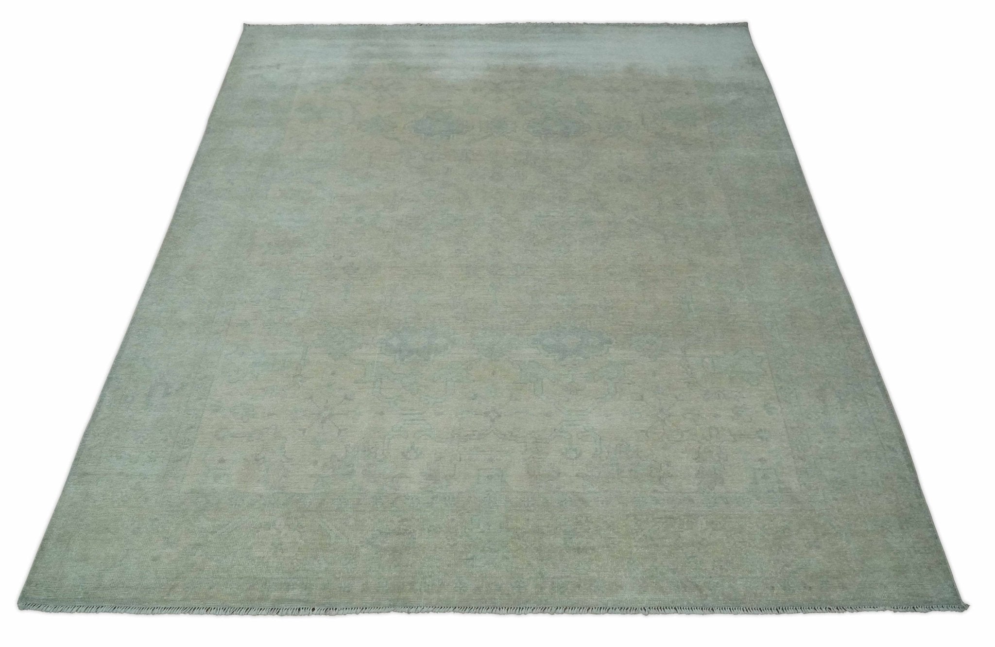 Antique look Beige and Gray Hand Knotted Oriental Oushak 8x10 wool Area Rug - Arte House