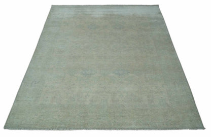 Antique look Beige and Gray Hand Knotted Oriental Oushak 8x10 wool Area Rug