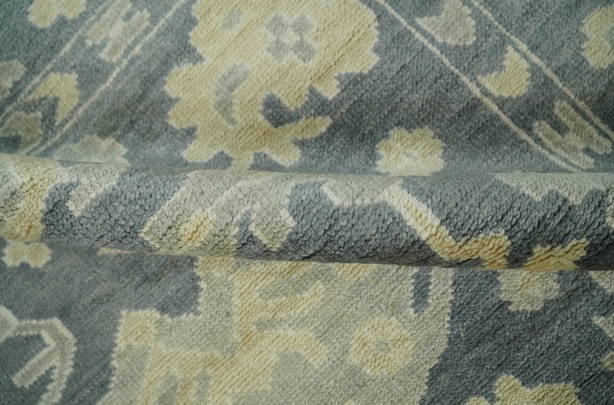 Antique Style 6x9 Hand Knotted Beige and Charcoal Traditional Wool Rug | N35669 - Arte House