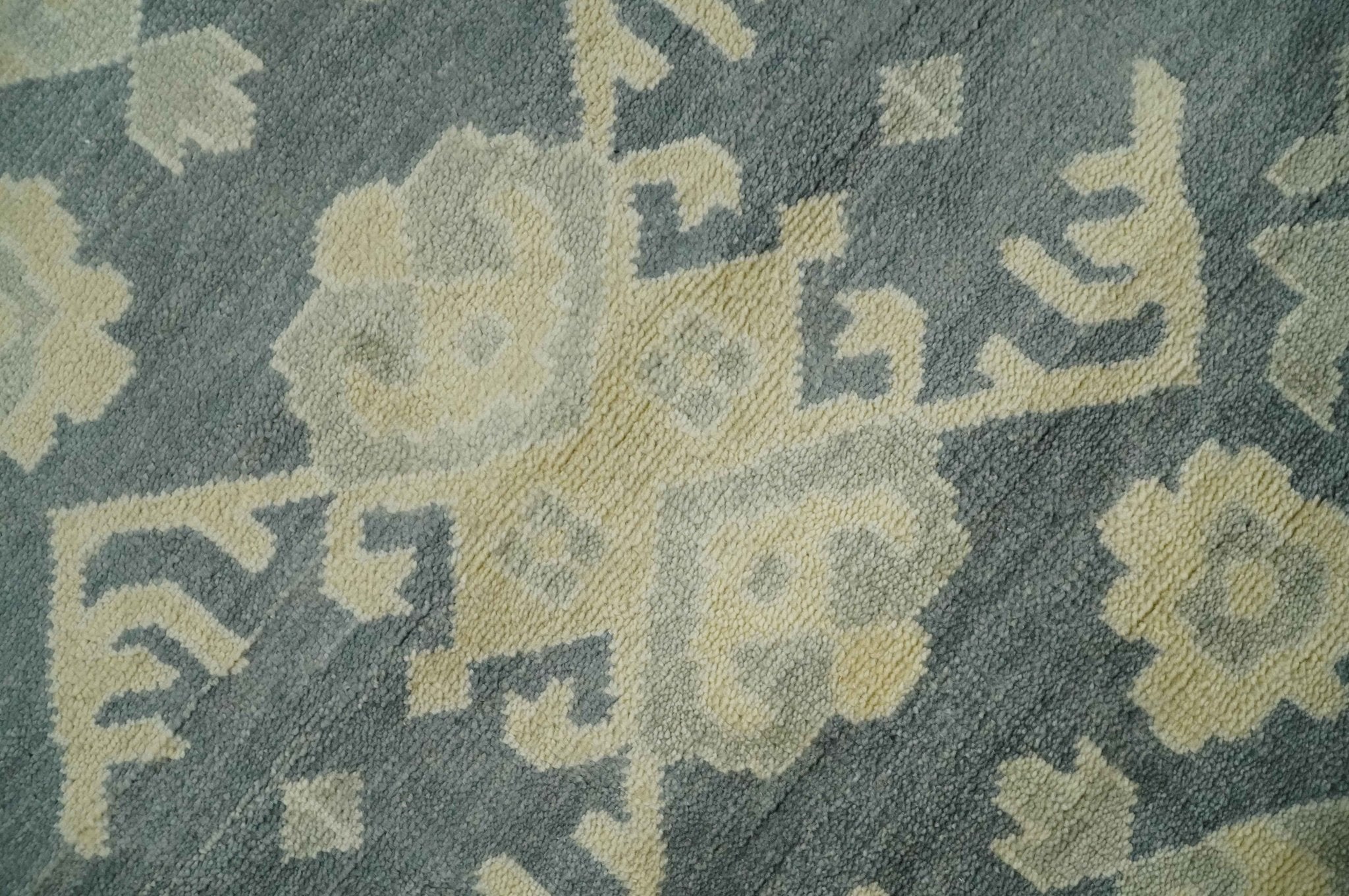 Antique Style 6x9 Hand Knotted Beige and Charcoal Traditional Wool Rug | N35669 - Arte House